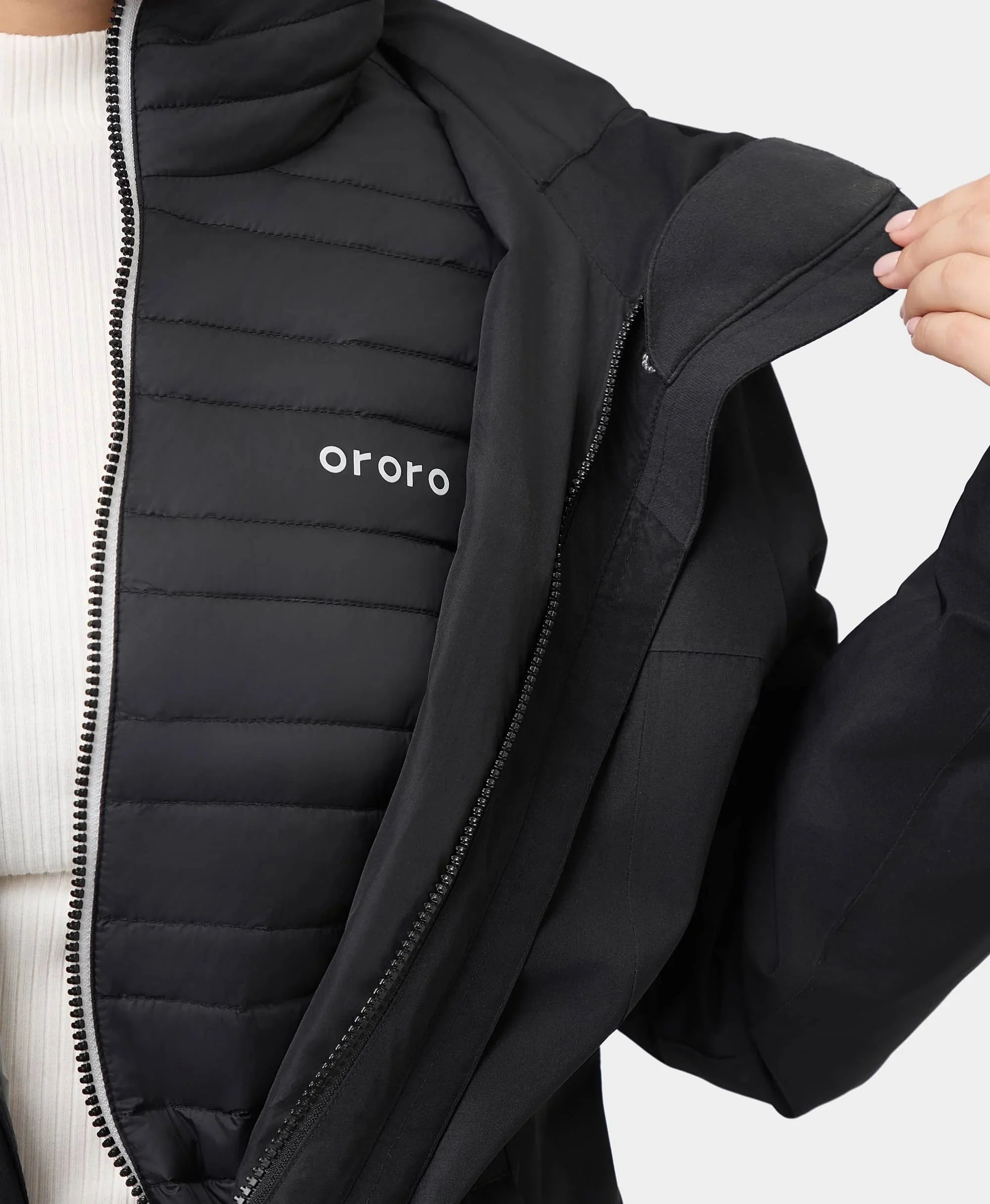 ORORO Heated (Open-box) River Ridge Women's 4-Zone Heated Lightweight Down Jacket (Battery Set Not Included) - Image 9