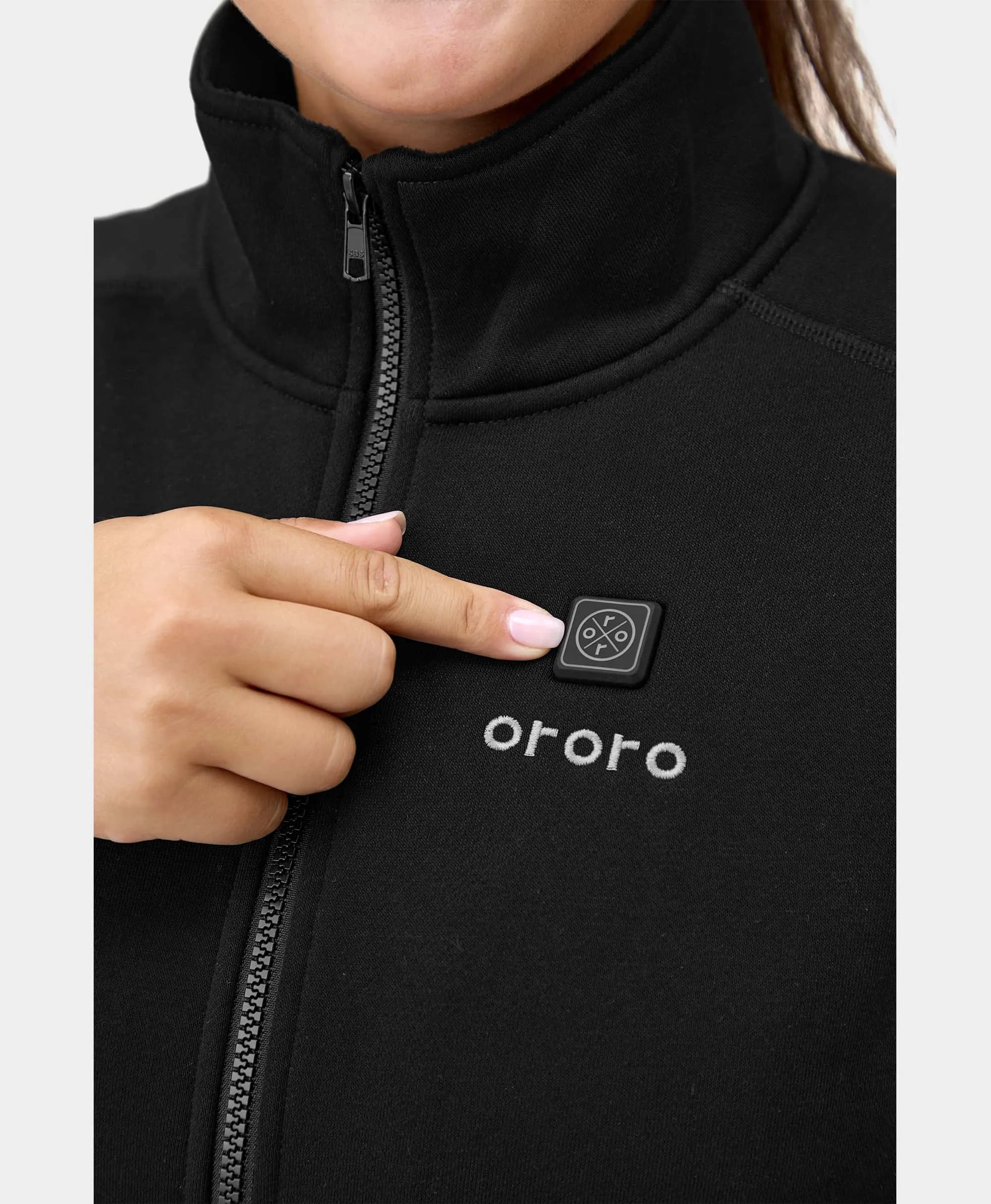 ORORO Heated (Open-box) Florence Women's Heated Fleece Jacket - Black (Battery Set Not Included) - Image 9