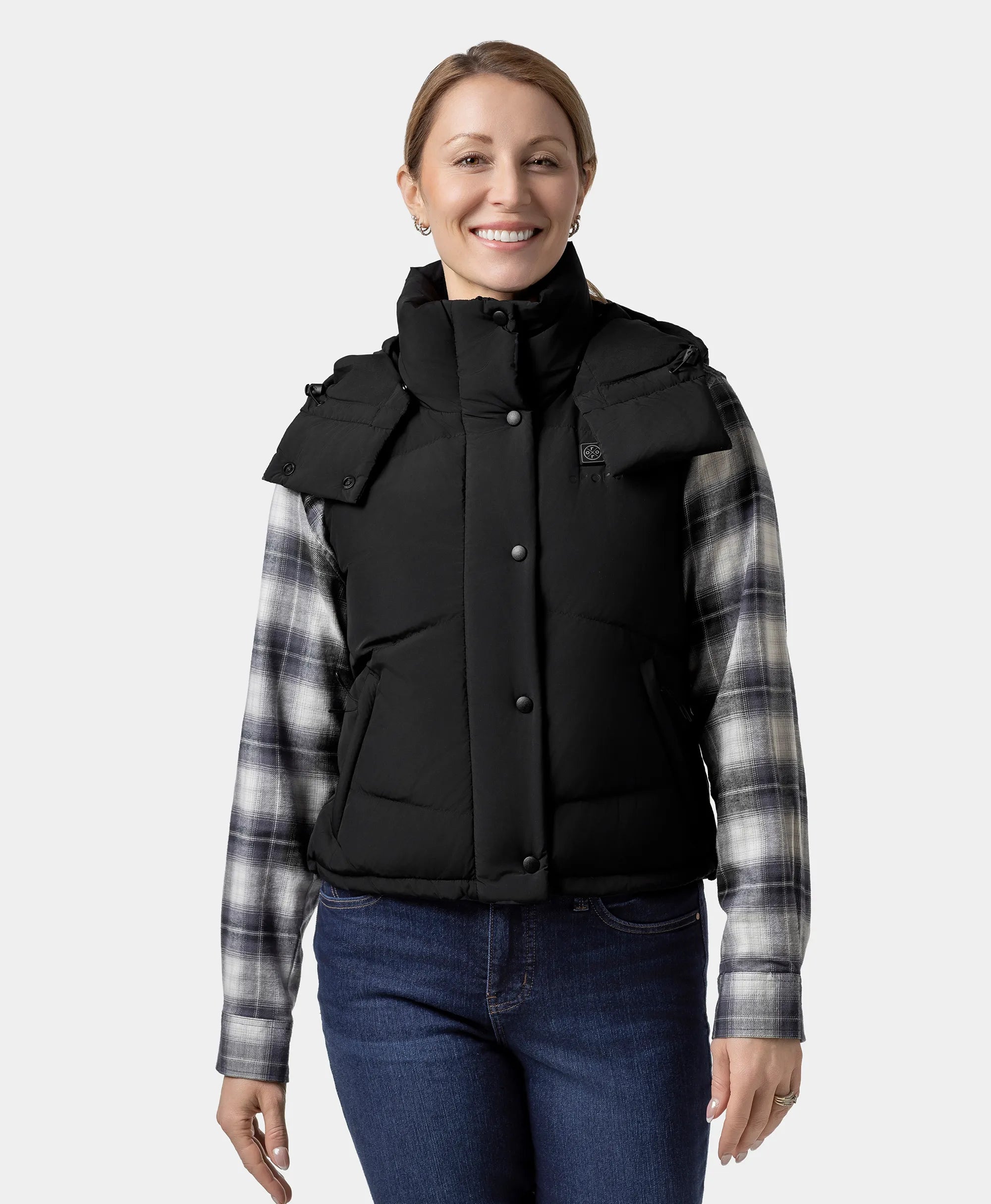 ORORO Heated Women's Heated Cropped Puffer Down Vest
