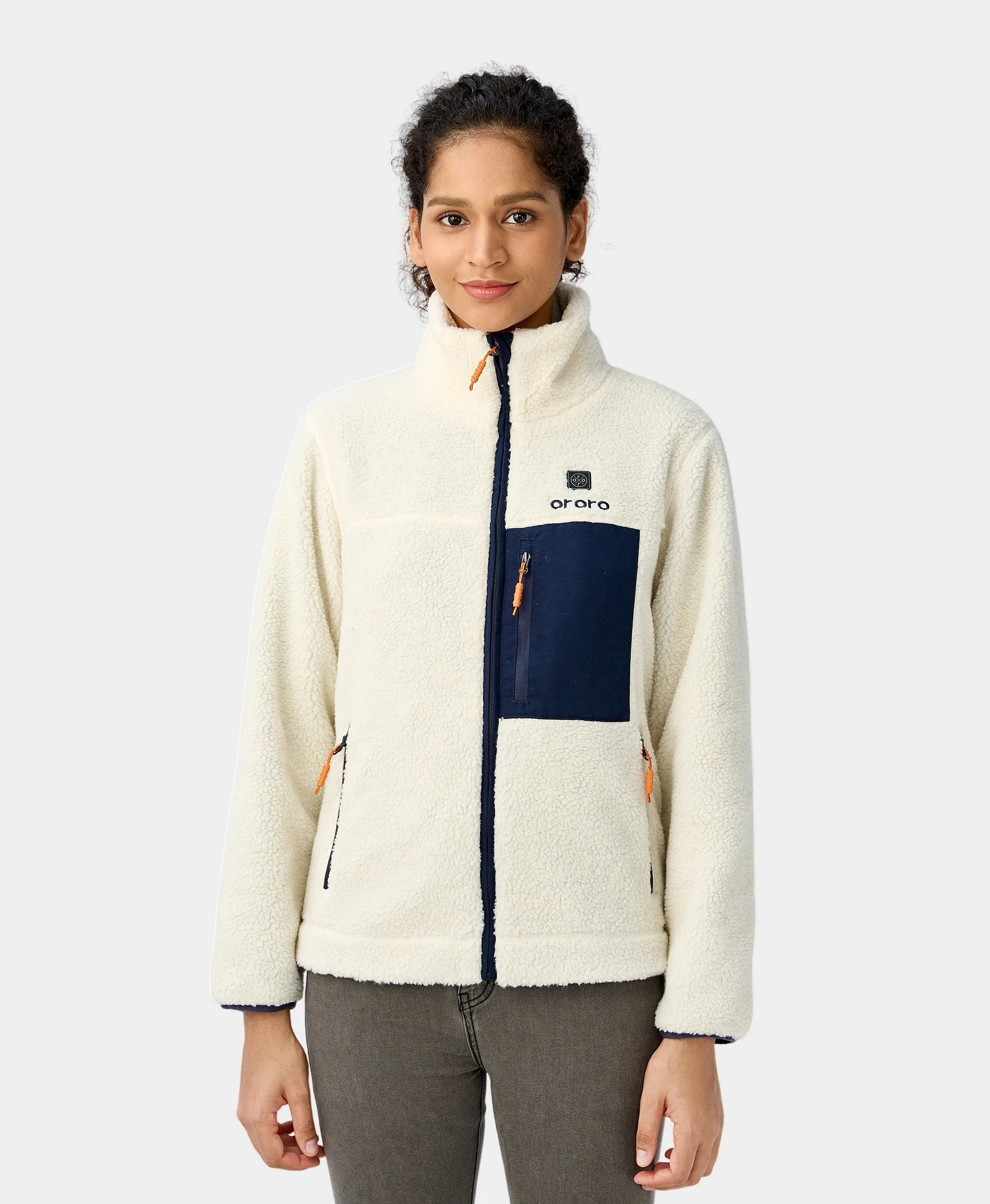 ORORO Heated Women's Colorblock Recycled Fleece Heated Jacket (Apparel Only)