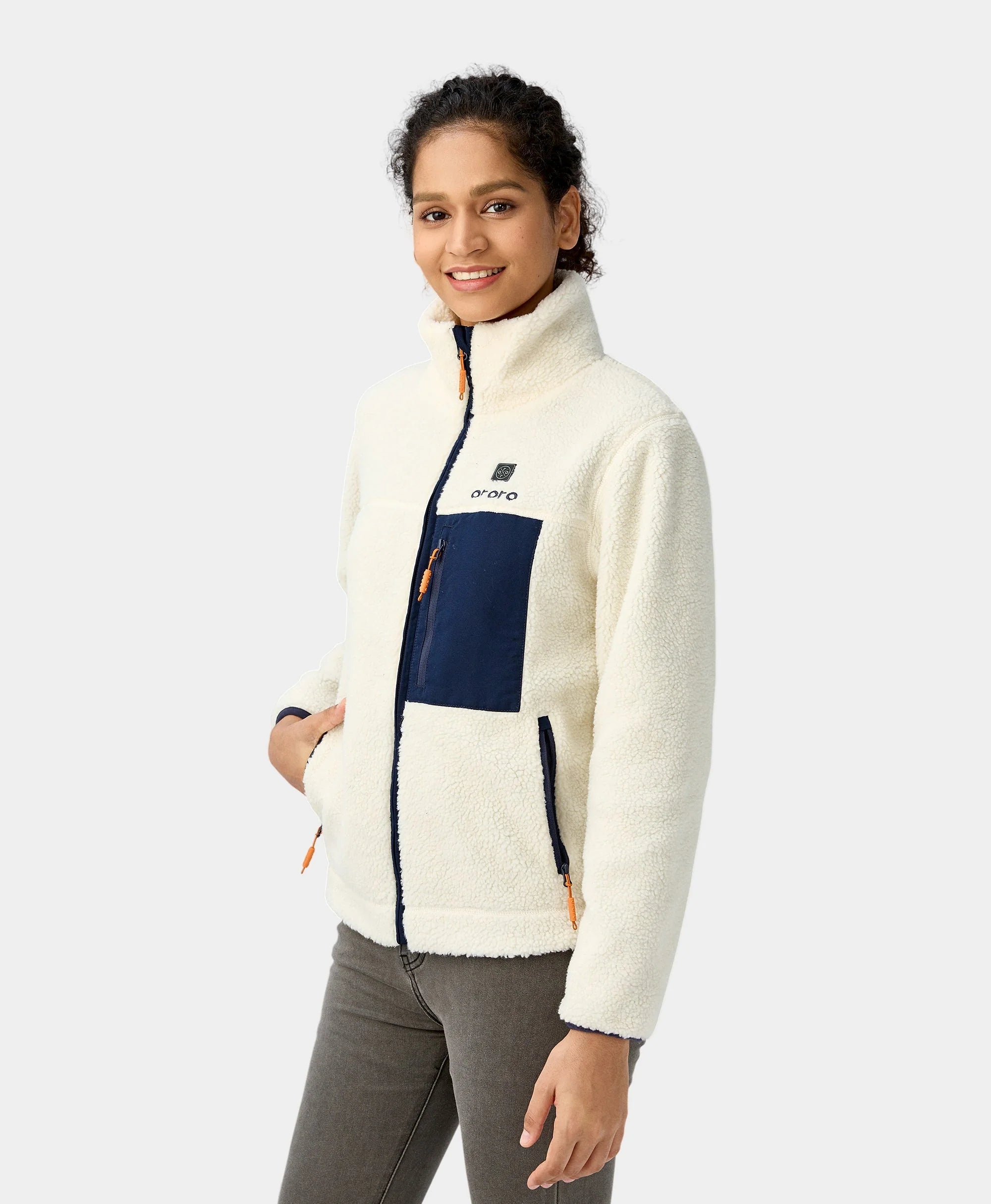 ORORO Heated Women's Colorblock Recycled Fleece Heated Jacket (Apparel Only) - Image 4