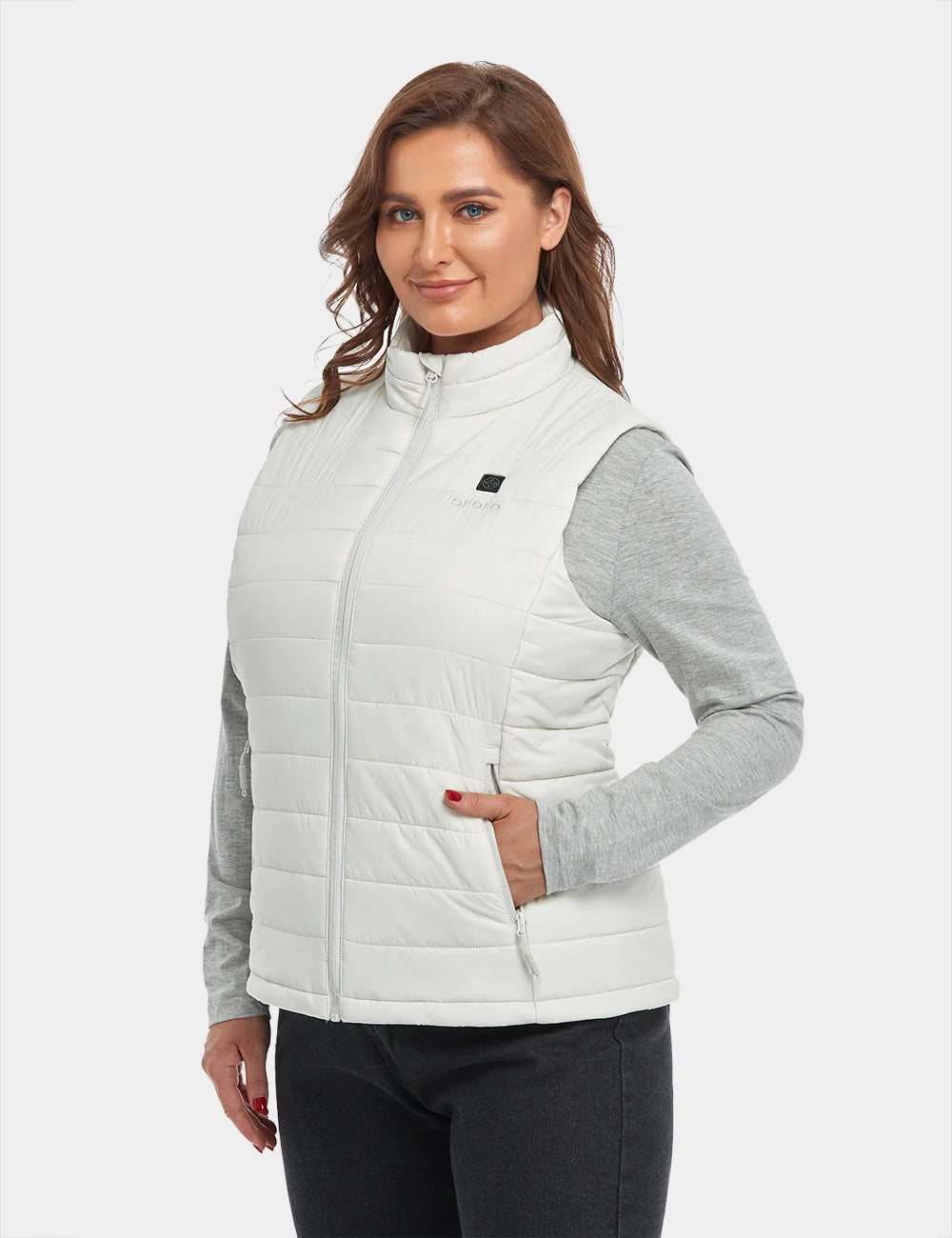 ORORO Heated Bundle Deal - ORORO Heated Women's Classic Heated Vest (Off-White) & Extra Mini 5K Battery - Image 7
