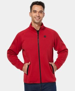 ORORO Heated Men's Heated Full-Zip Fleece Jacket - Red