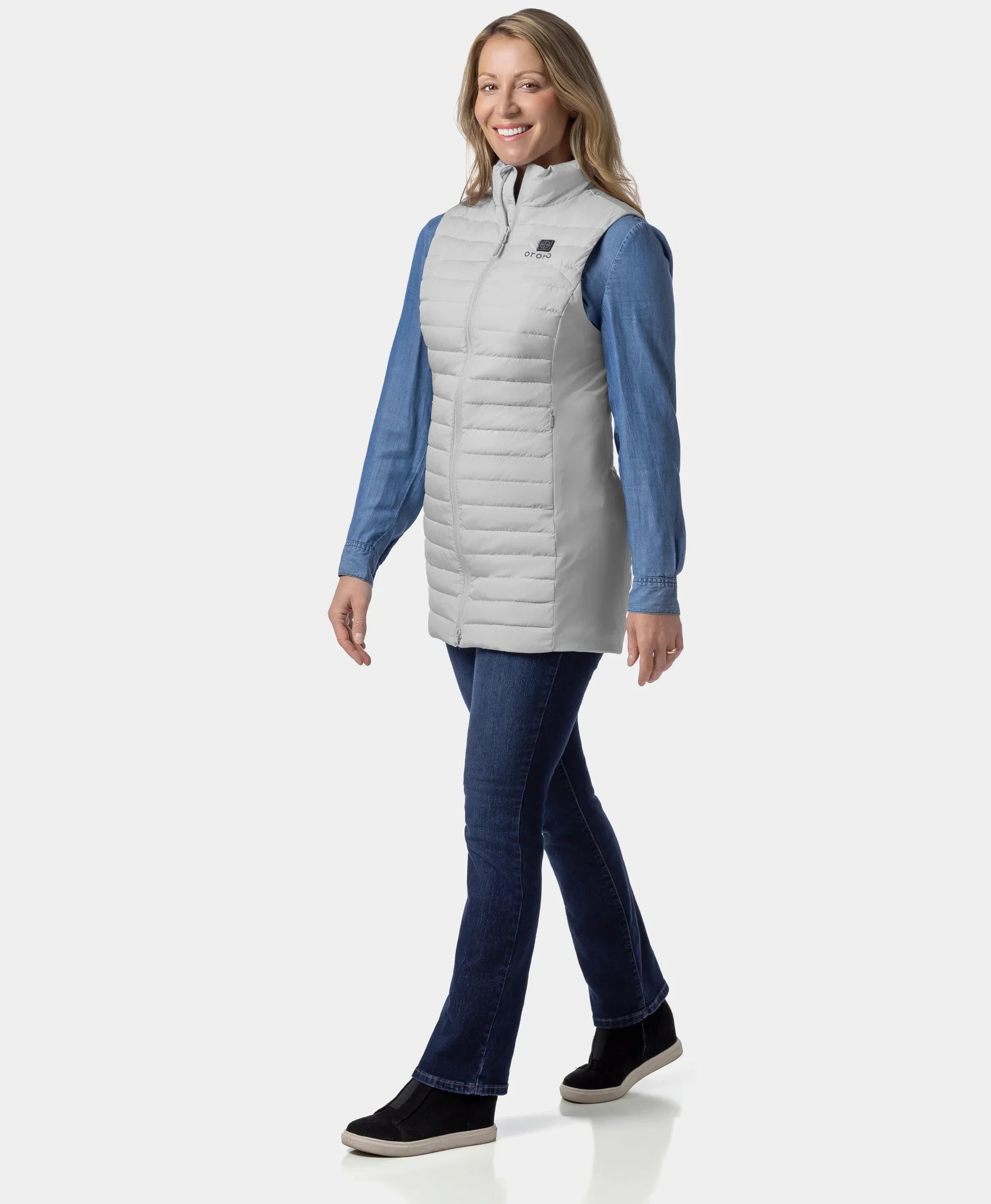 ORORO Heated Cloudmere Women's 5-Zone Heated Long Down Vest - Image 19