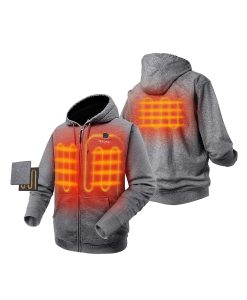 Alternative view of ORORO Heated Unisex Heated Fleece Hoodie - Flecking Gray/Black (Apparel Only)