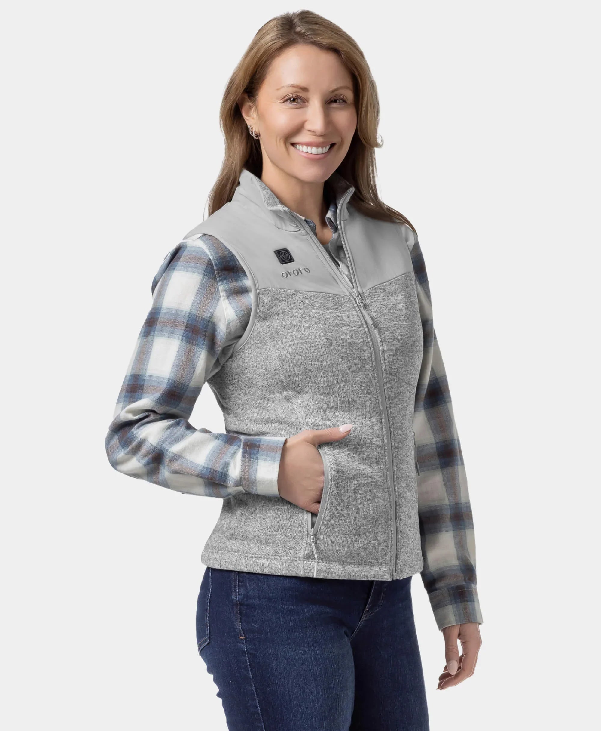 ORORO Heated Augusta Women's Heated Sweater Fleece Vest (Apparel Only) - Image 4