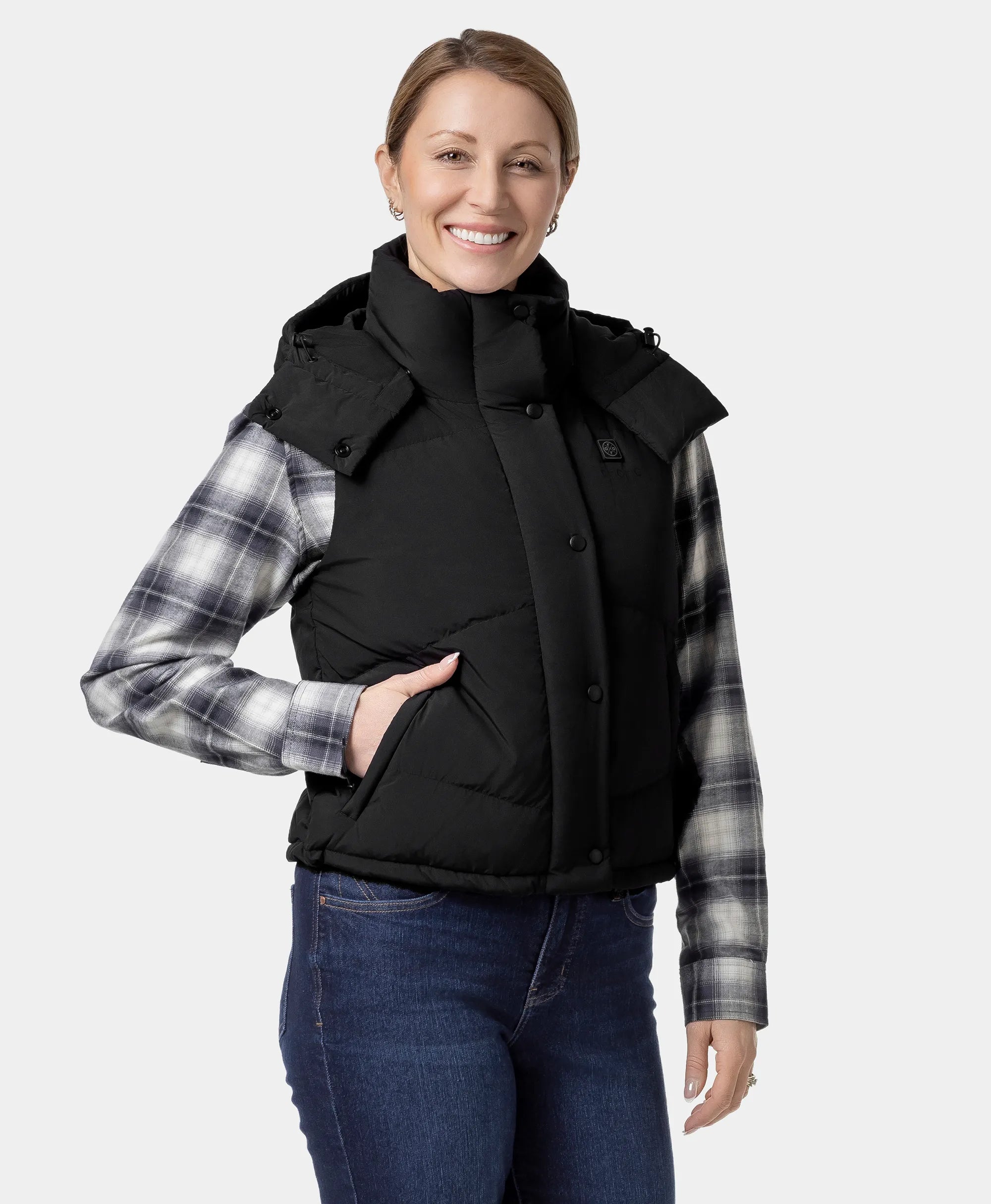 ORORO Heated Women's Heated Cropped Puffer Down Vest - Image 3