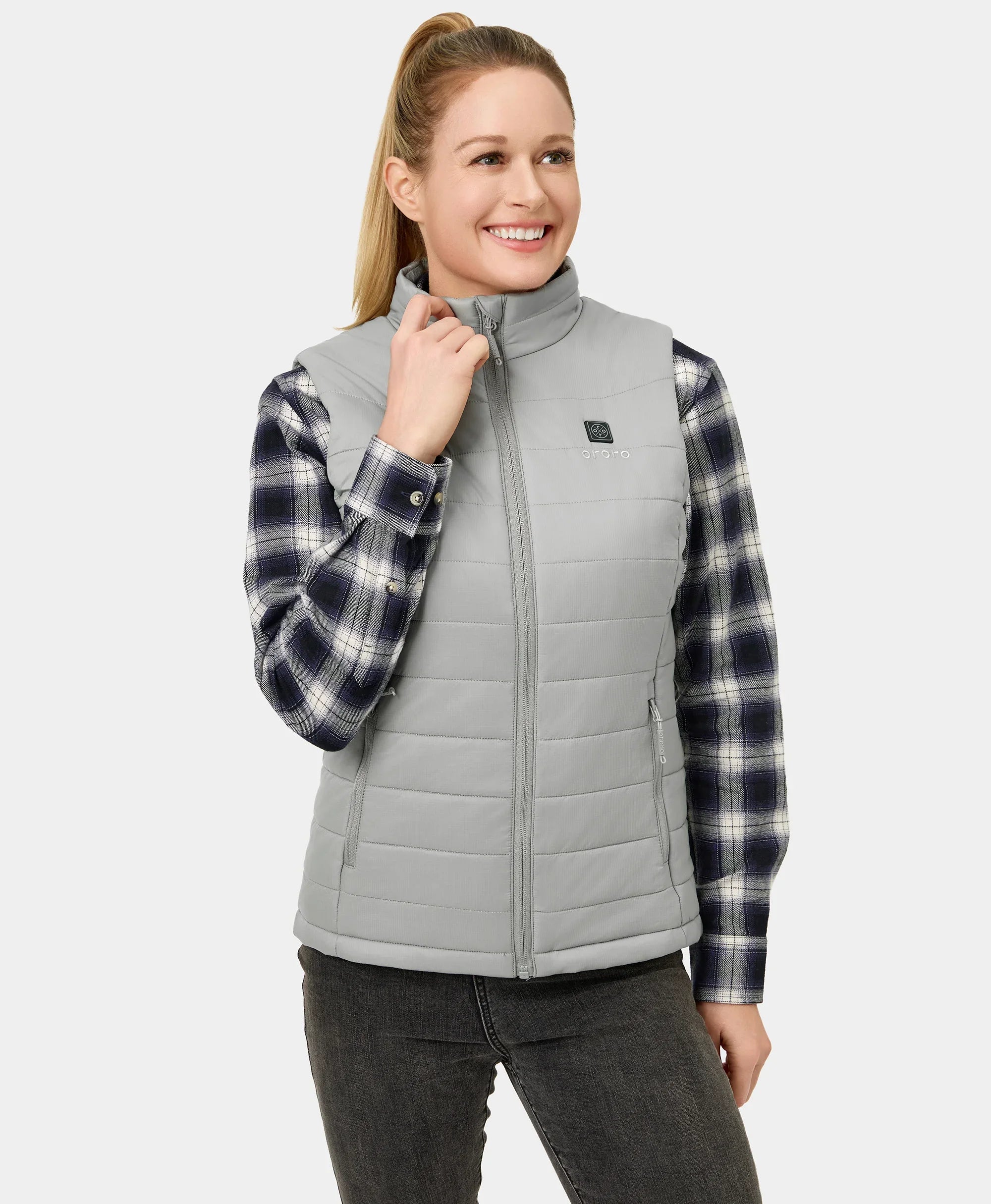 ORORO Heated Women's Classic Heated Vest - Gray - Image 5