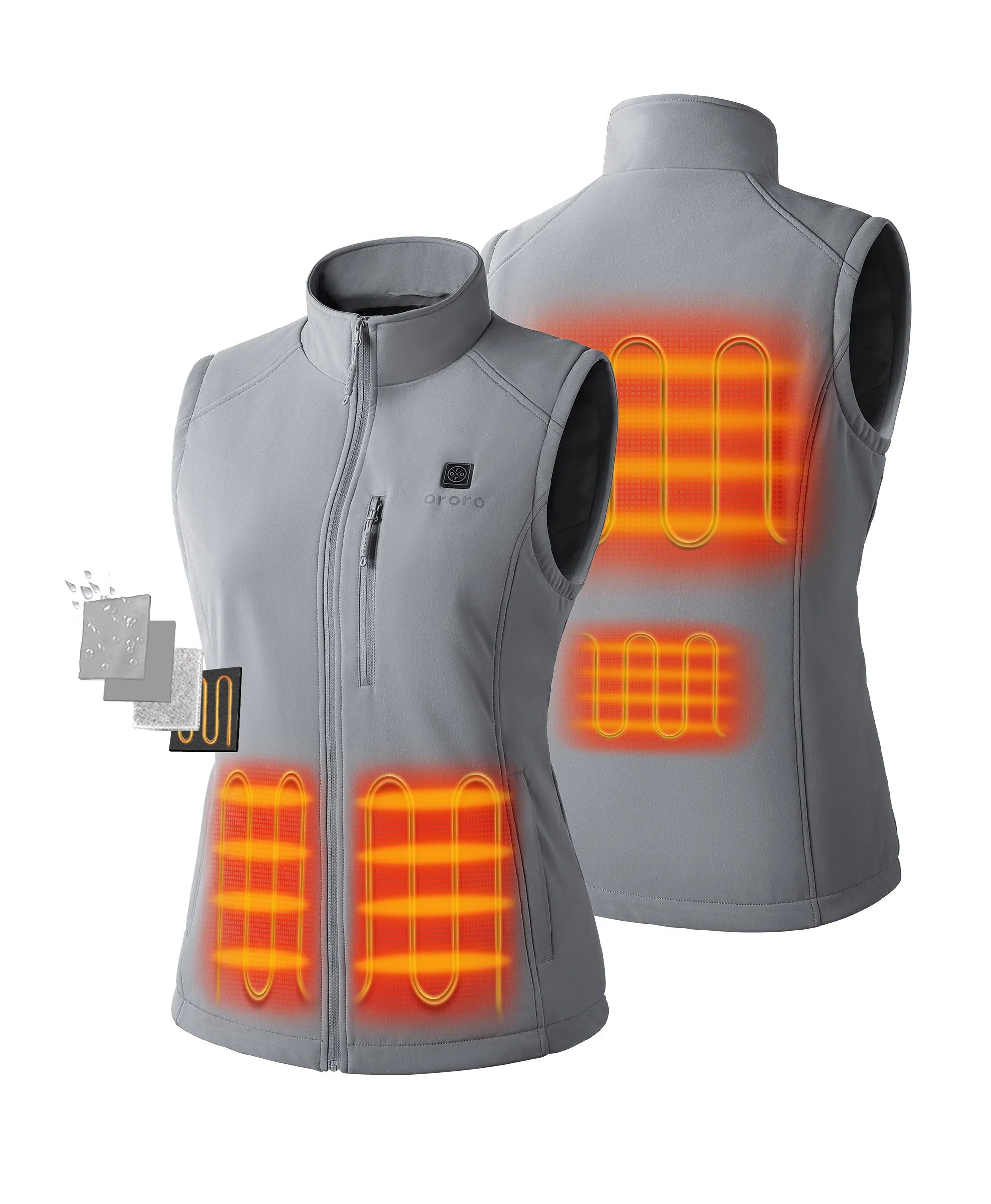 ORORO Heated Women's Heated Softshell Vest - Lower Back Heating (Apparel Only) - Image 27