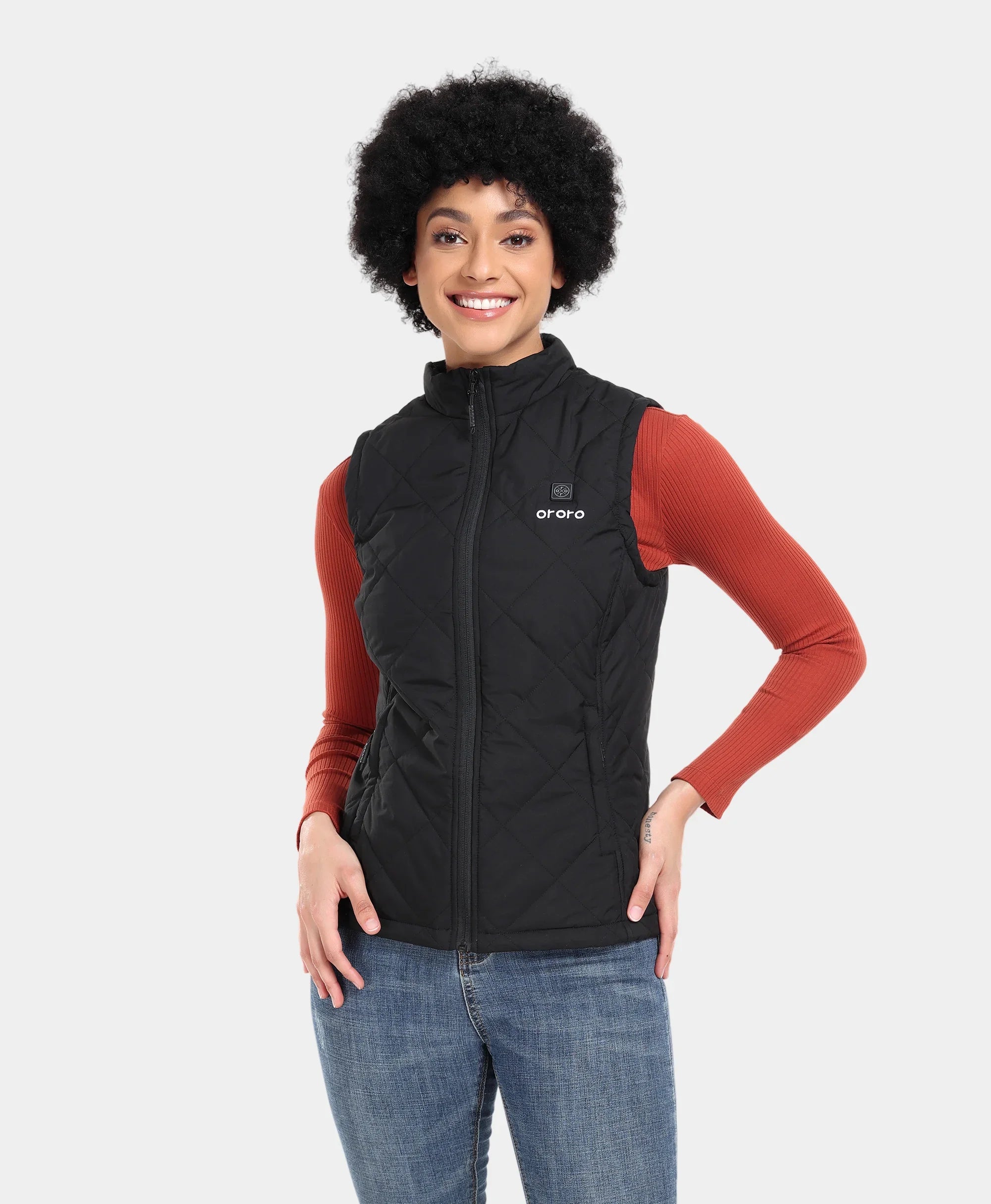 ORORO Heated Women's Heated Quilted Vest - Black - Image 9