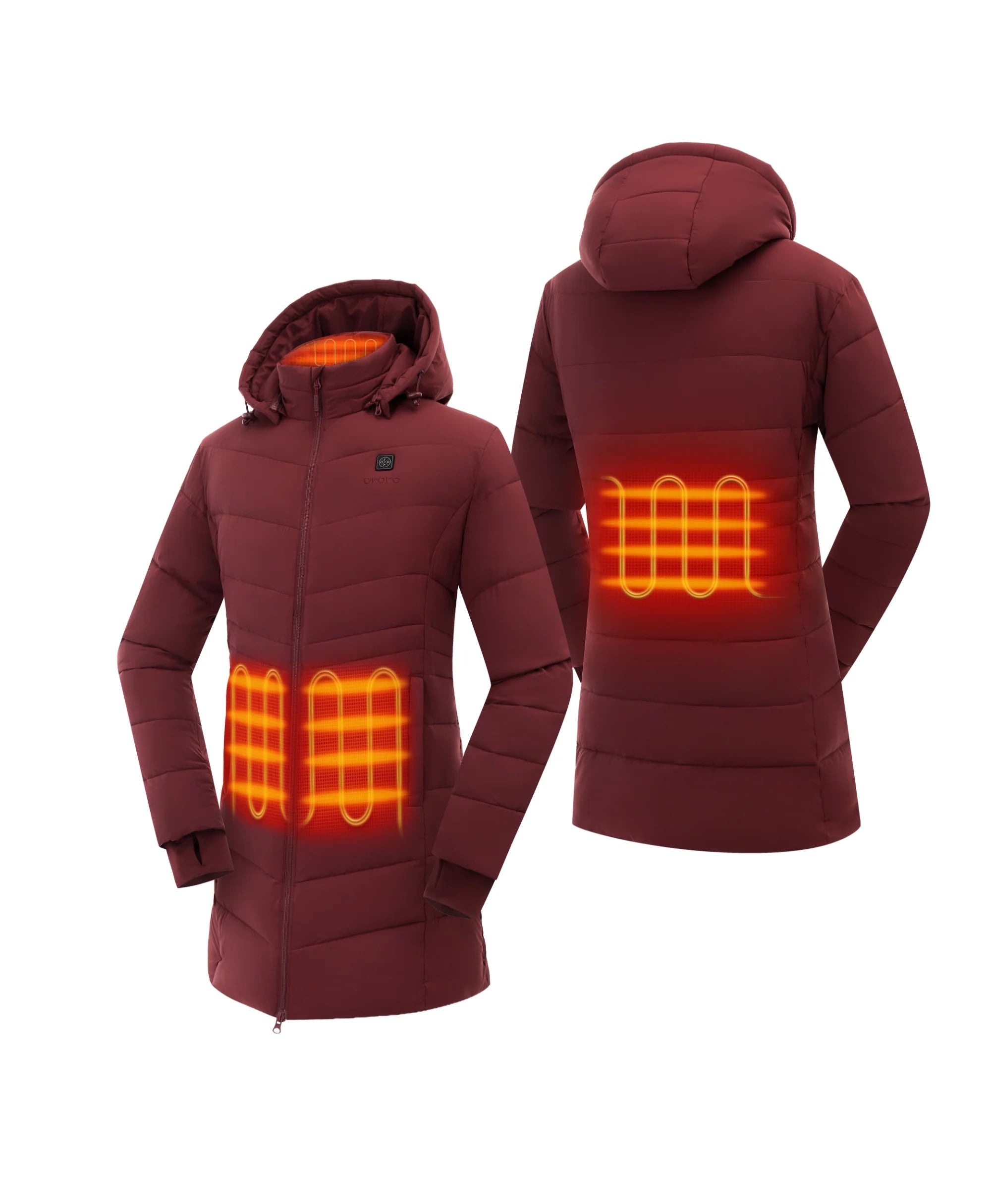ORORO Heated Parkside Women's 4-Zone Heated Puffer Parka Jacket (Apparel Only) - Image 30