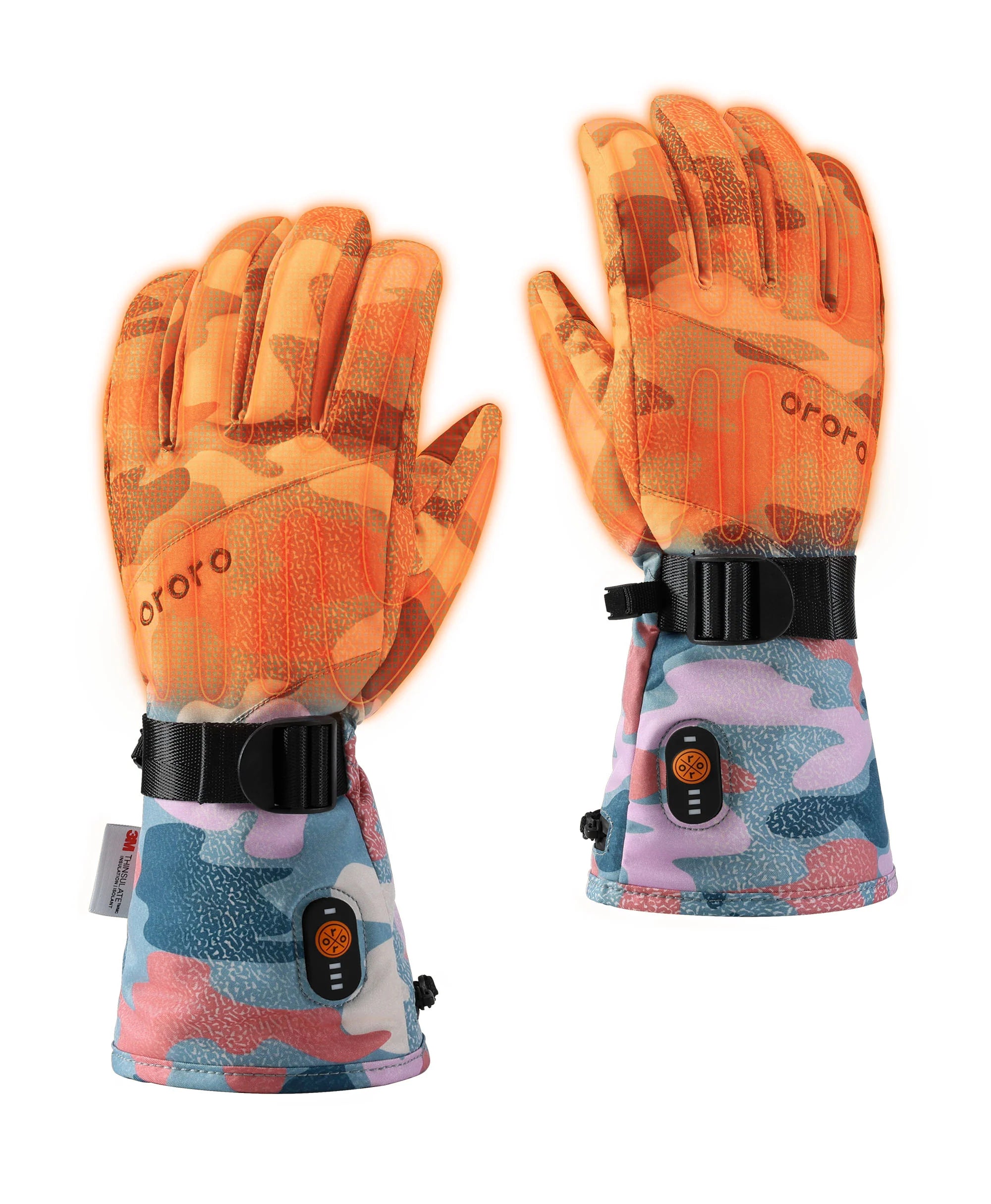ORORO Heated (Open-box) Kyoto Women's Colorprint Heated Lightweight Gloves