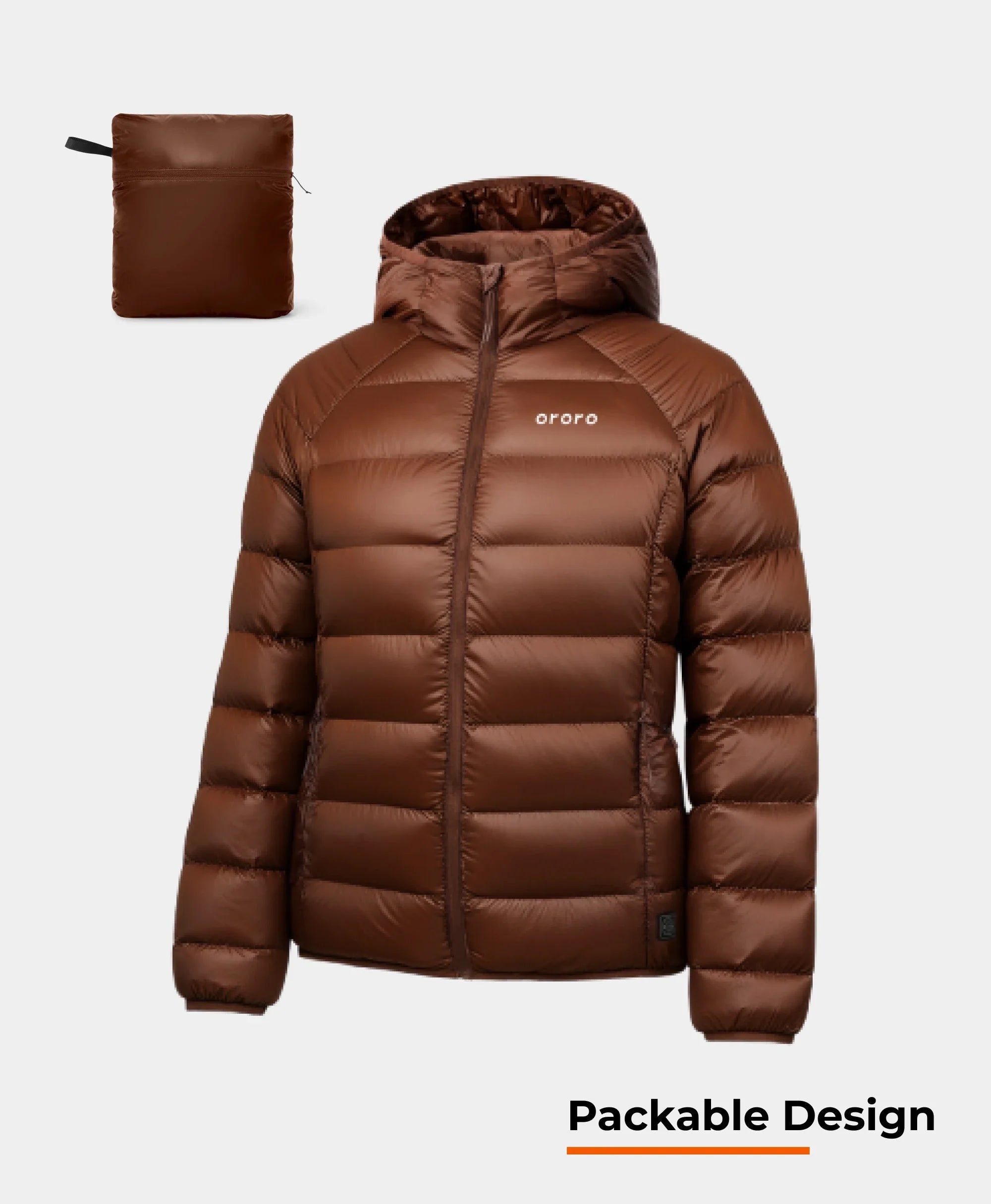 ORORO Heated (Open-box) Aero Women's 4-Zone Packable Heated Down Jacket (Battery Set Not Included) - Image 3