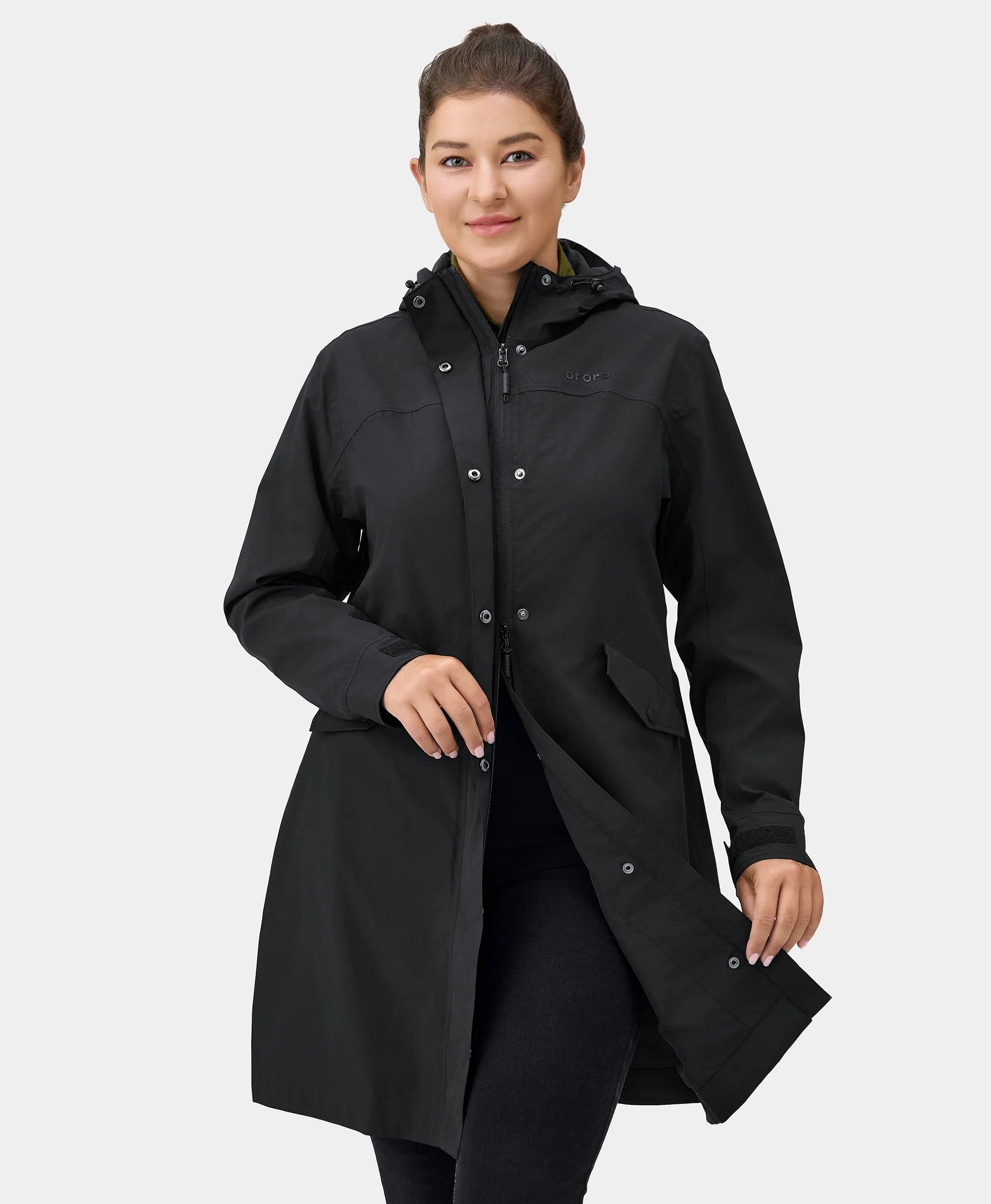 ORORO Heated Downtown Women's Heated Rain Trench (Apparel Only) - Image 25