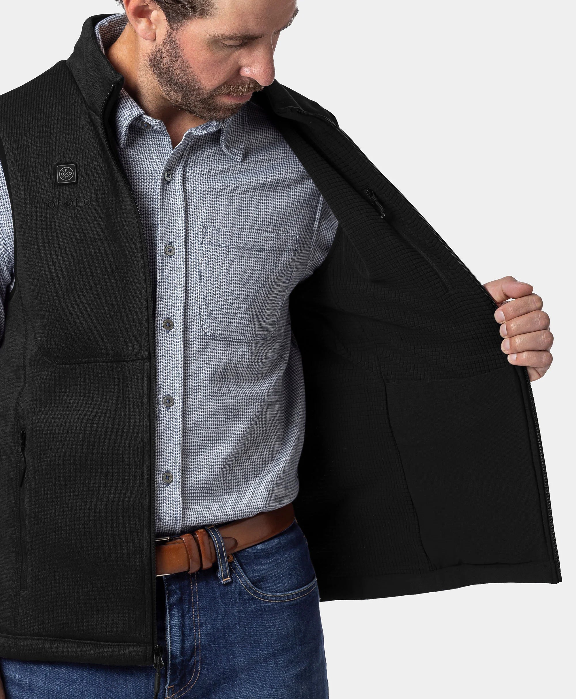 ORORO Heated (Open-box) Augusta Tournament Men's 4-Zone Heated Sweater Fleece Vest (Battery Set Not Included) - Image 24
