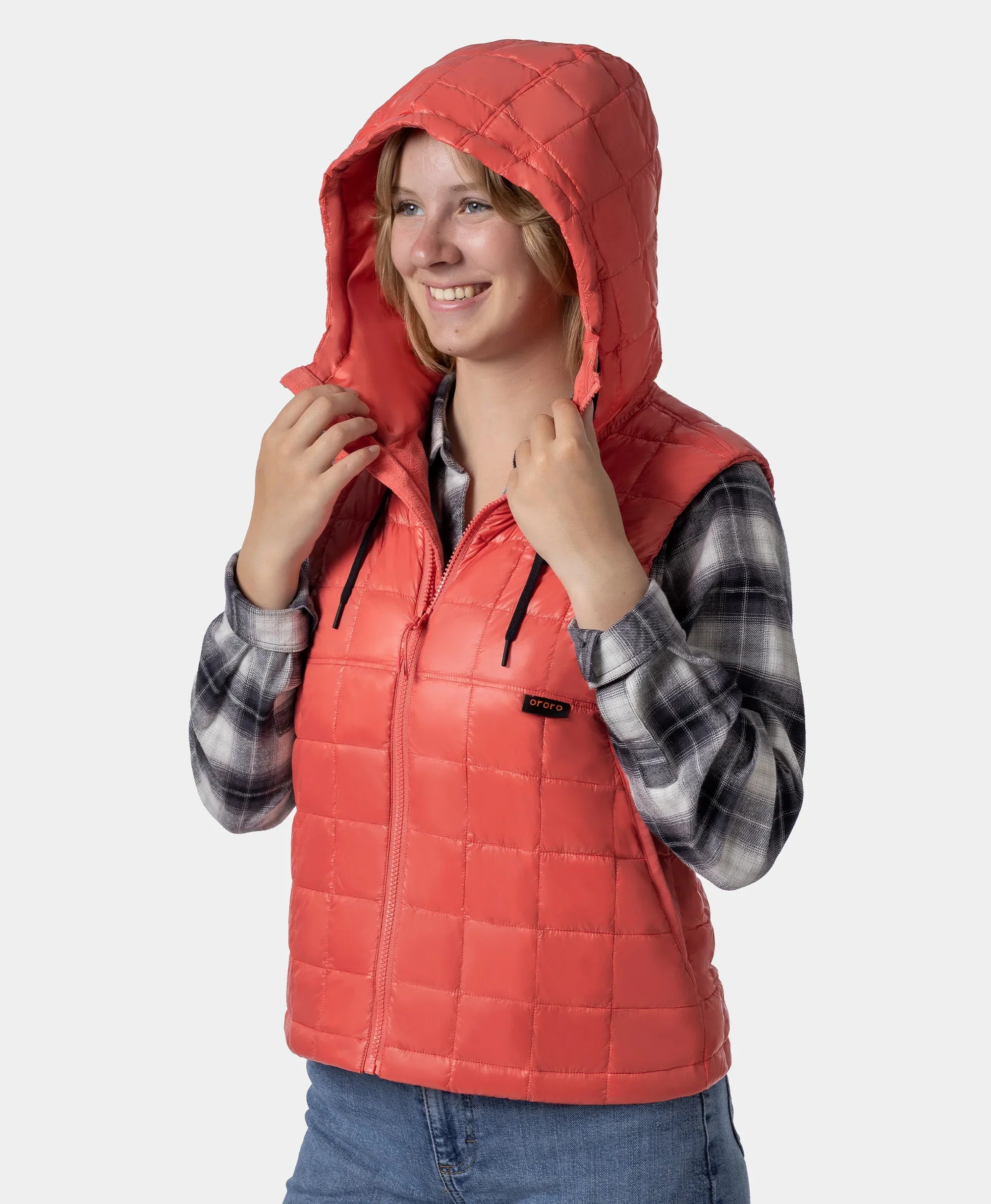 ORORO Heated PuffLyte™ Women's Junior 4-Zone Hooded Heated Vest (Apparel Only) - Image 3