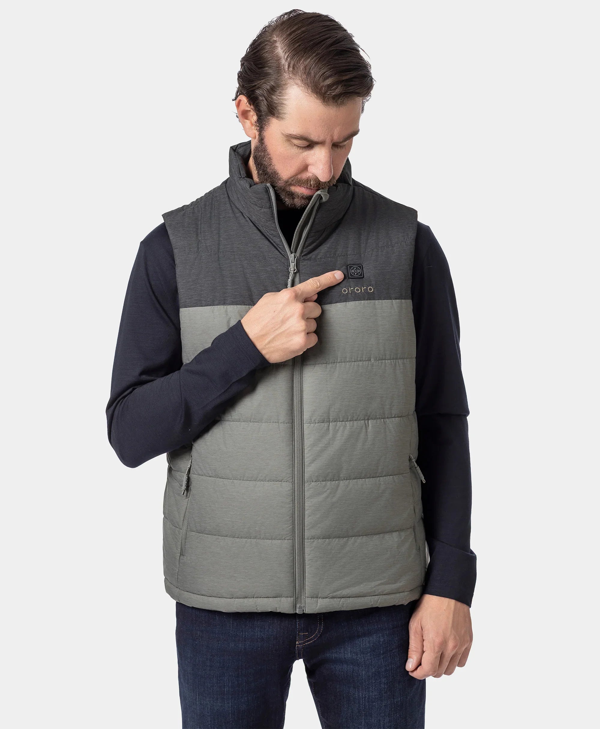 ORORO Heated Men's Classic Heated Vest - Flecking Gray - Image 8
