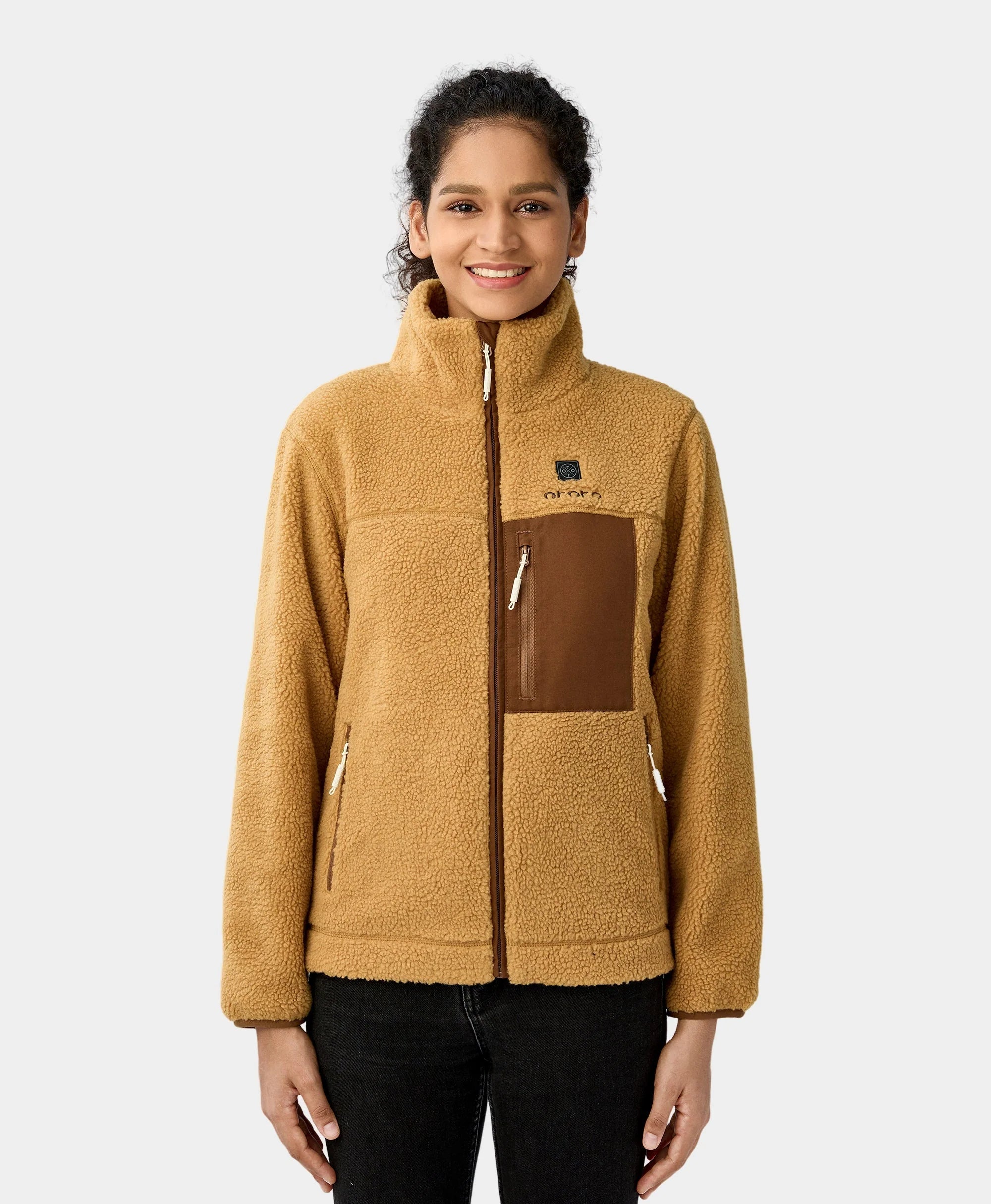 ORORO Heated Women's Colorblock Recycled Fleece Heated Jacket (Apparel Only) - Image 2