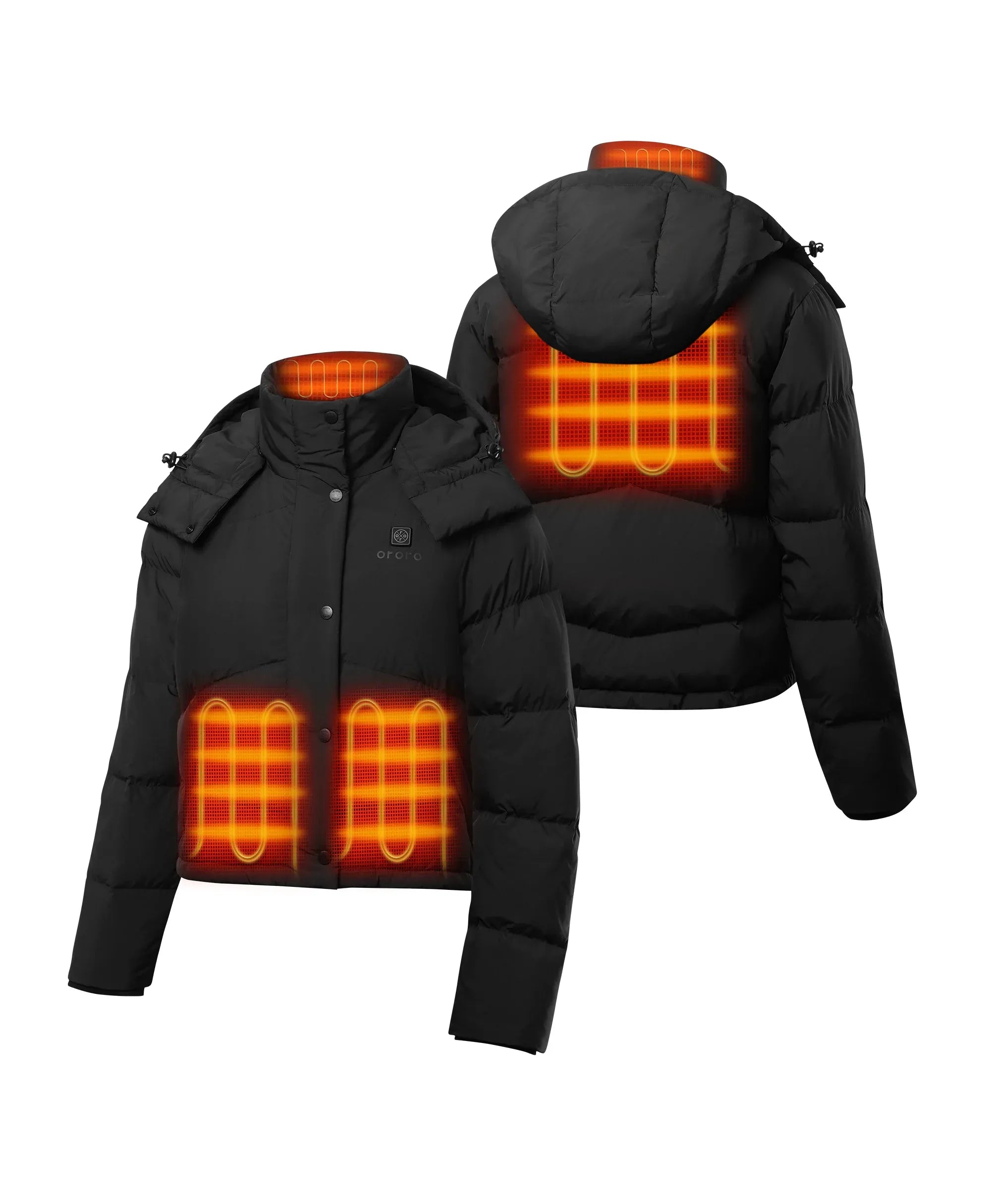 ORORO Heated Cloudpop Women's 4-Zone Heated Puffer Down Hooded Jacket - Image 2