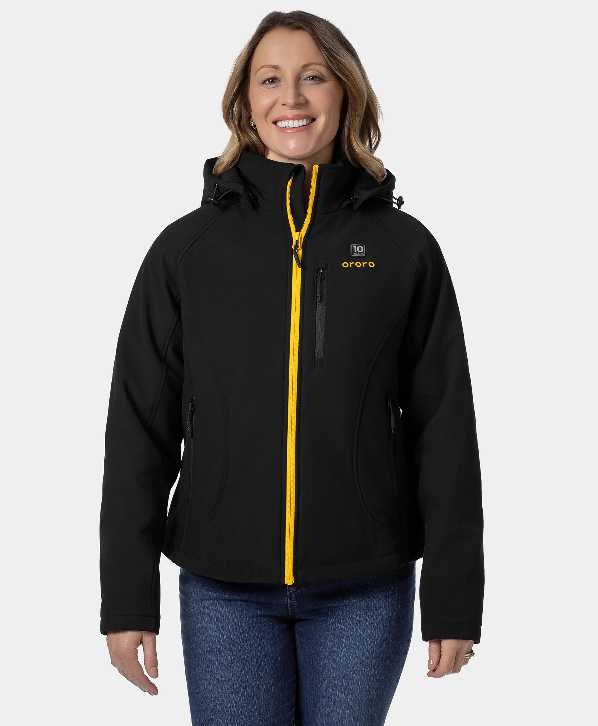 ORORO Heated Women's 4-Zone Classic Heated Jacket (10-Year Anniversary Limited Edition) - Black & Gold (Apparel Only)