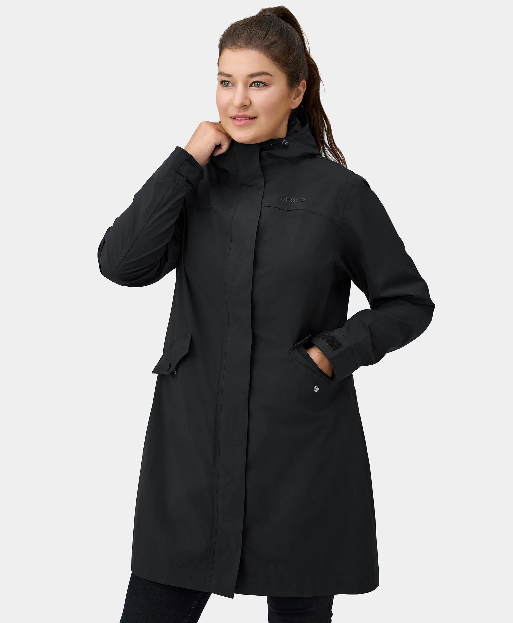 ORORO Heated Downtown Women's Heated Rain Trench (Apparel Only) - Image 23
