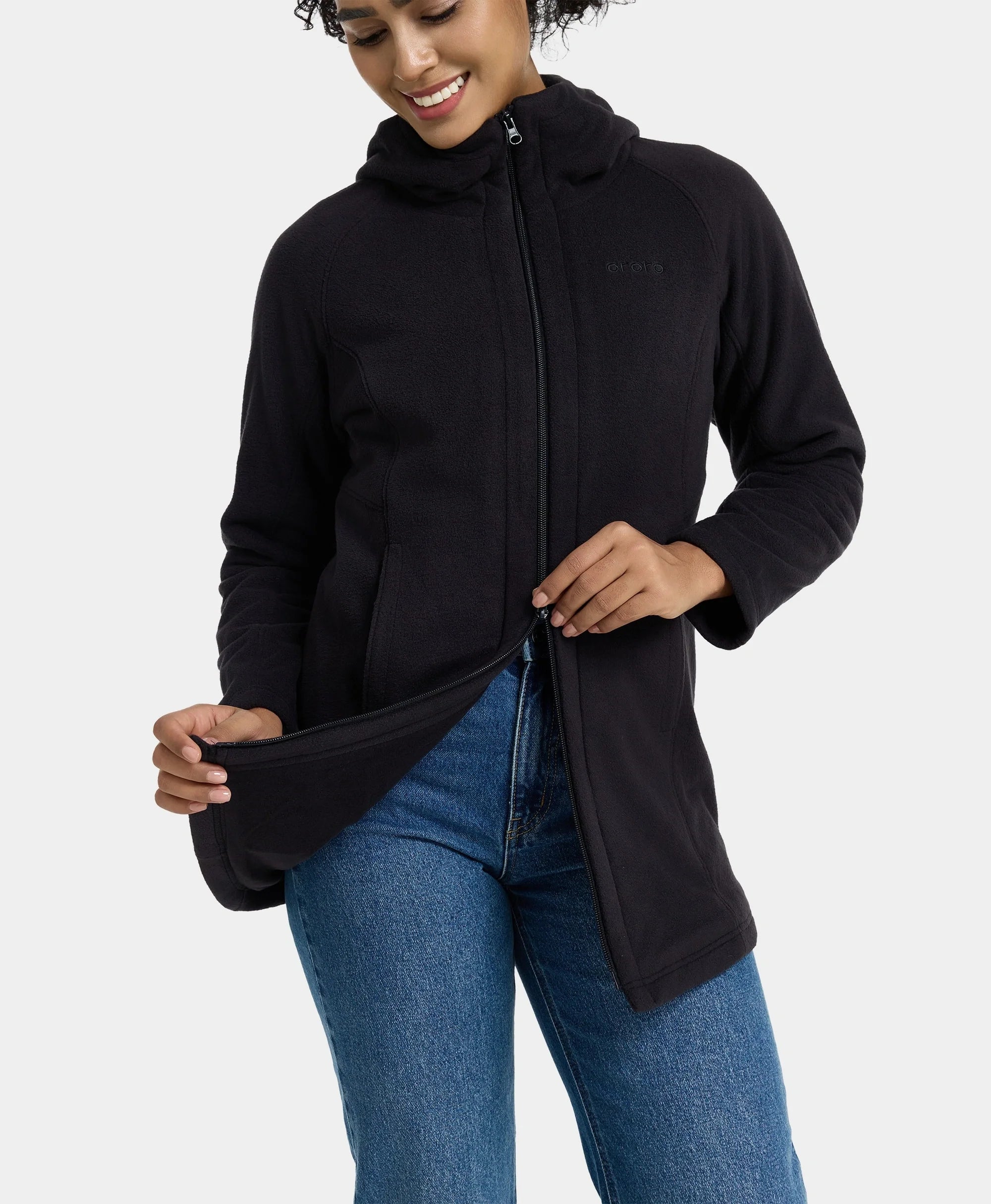 ORORO Heated Felicity Women's Heated Fleece Hoodie Jacket (Apparel Only) - Image 8