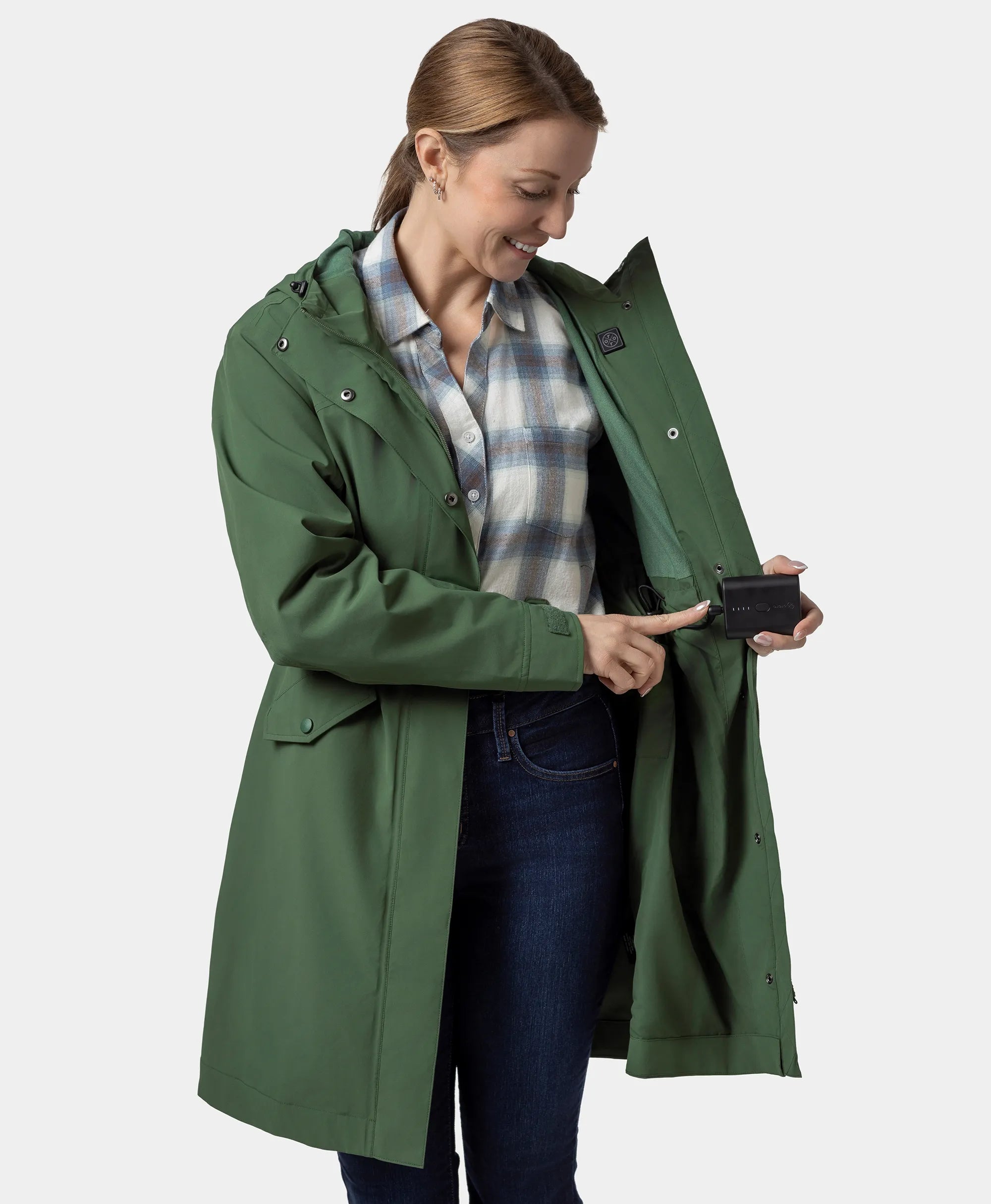 ORORO Heated Downtown Women's Heated Rain Trench (Apparel Only) - Image 5