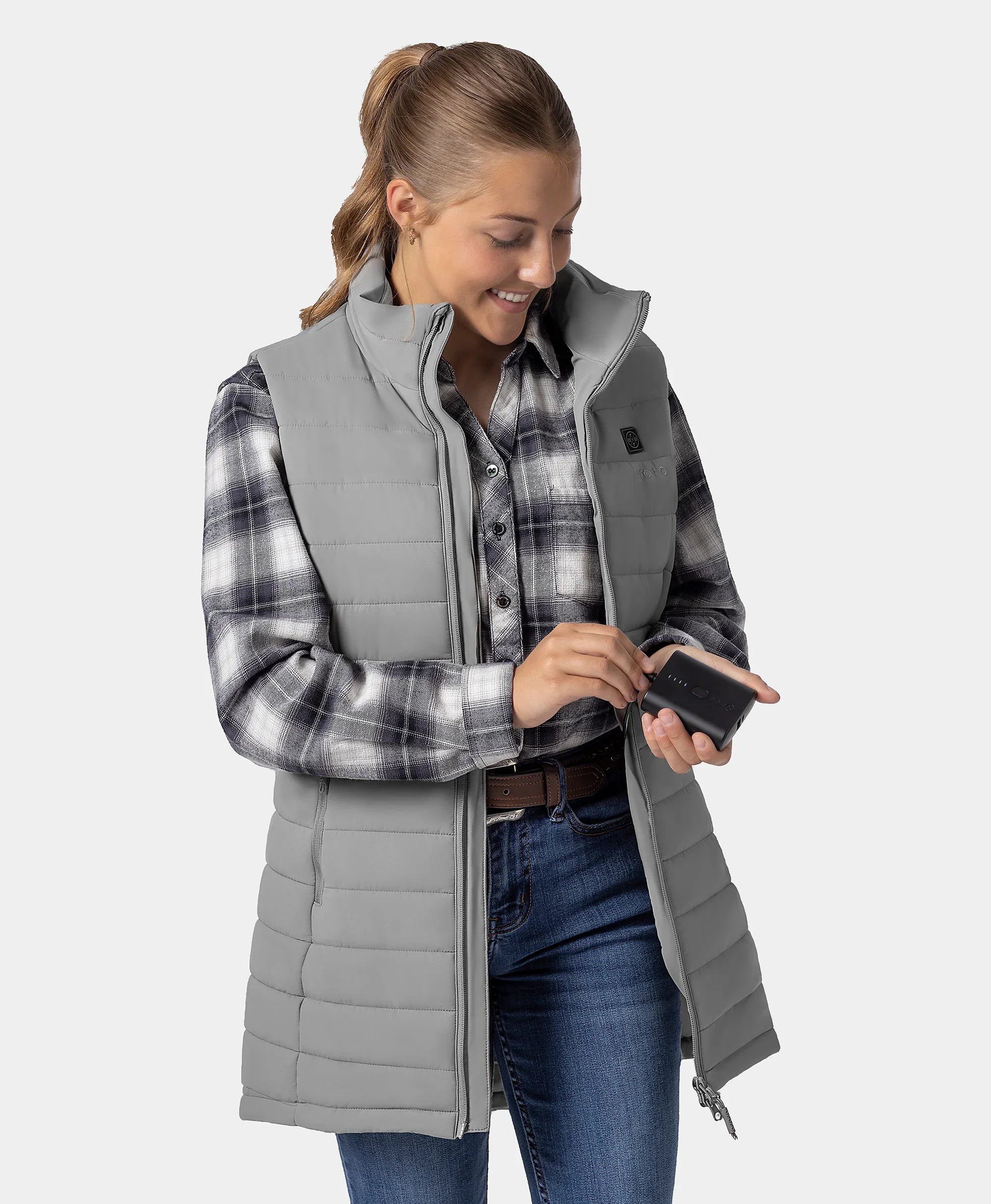 ORORO Heated Tribeca Women's Heated Long Puffer Vest - Image 53