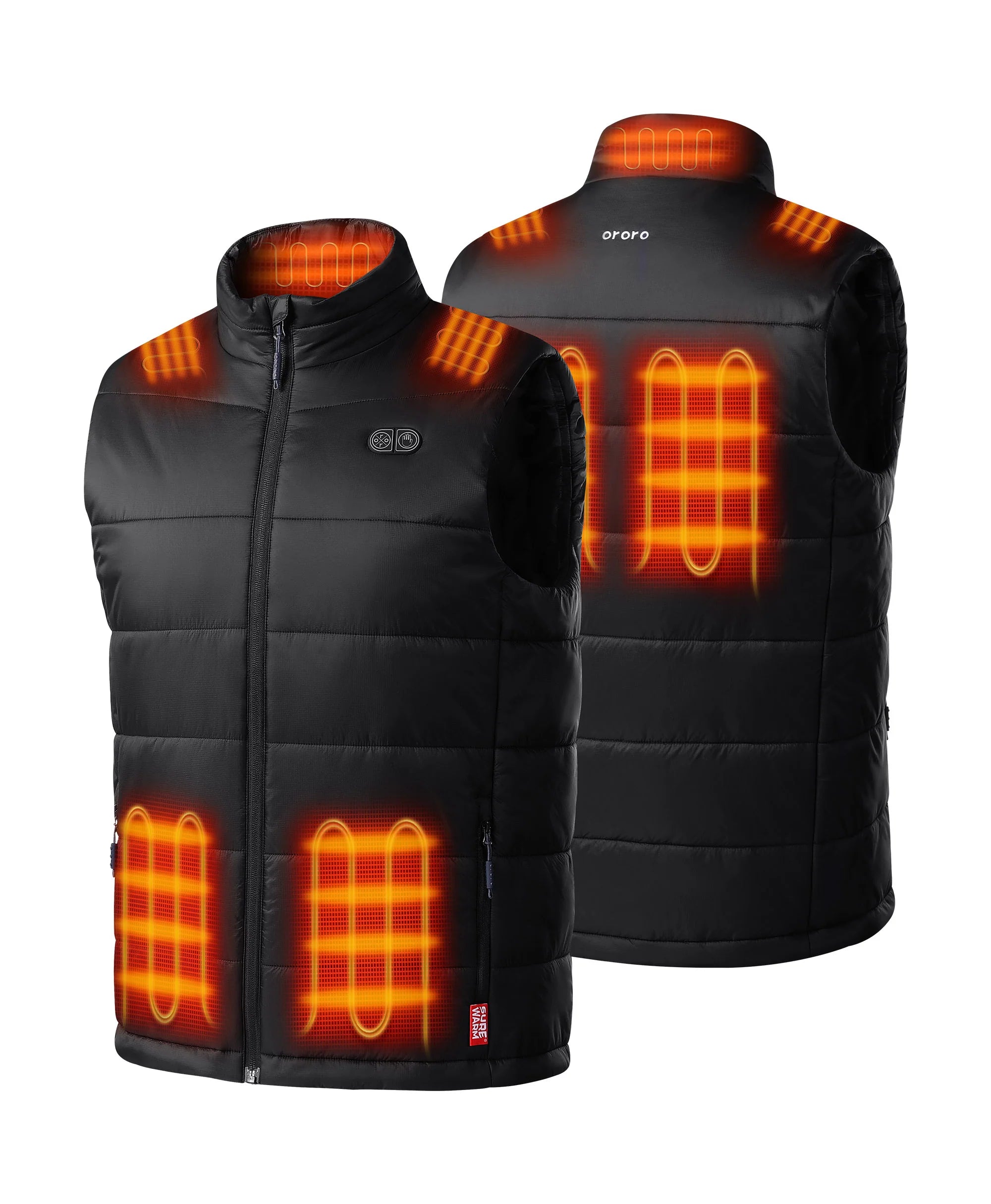 ORORO Heated (Open-box) SureWarm® Men's 7-Zone Dual-Control Classic Pro Heated Vest (Battery Set Not Included)