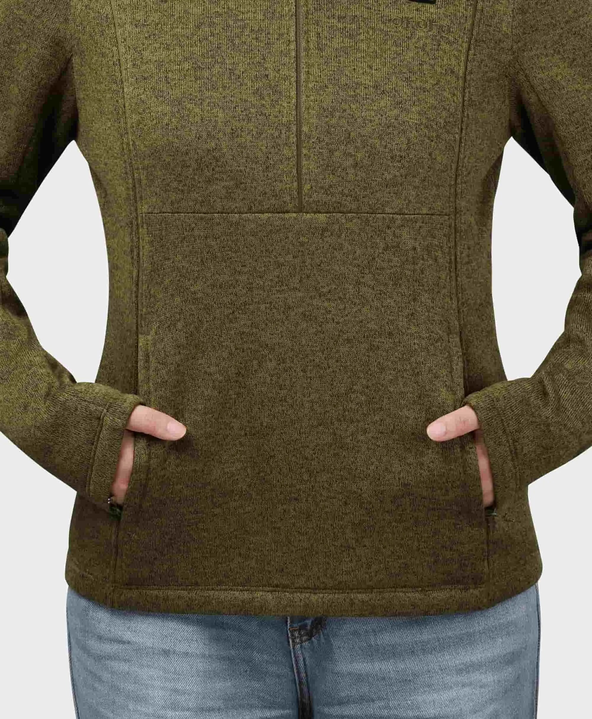 ORORO Heated (Open-box) Augusta Women's 4-Zone Heated Sweater Fleece Qtr Zip Jacket (Battery Set Not Included) - Image 17