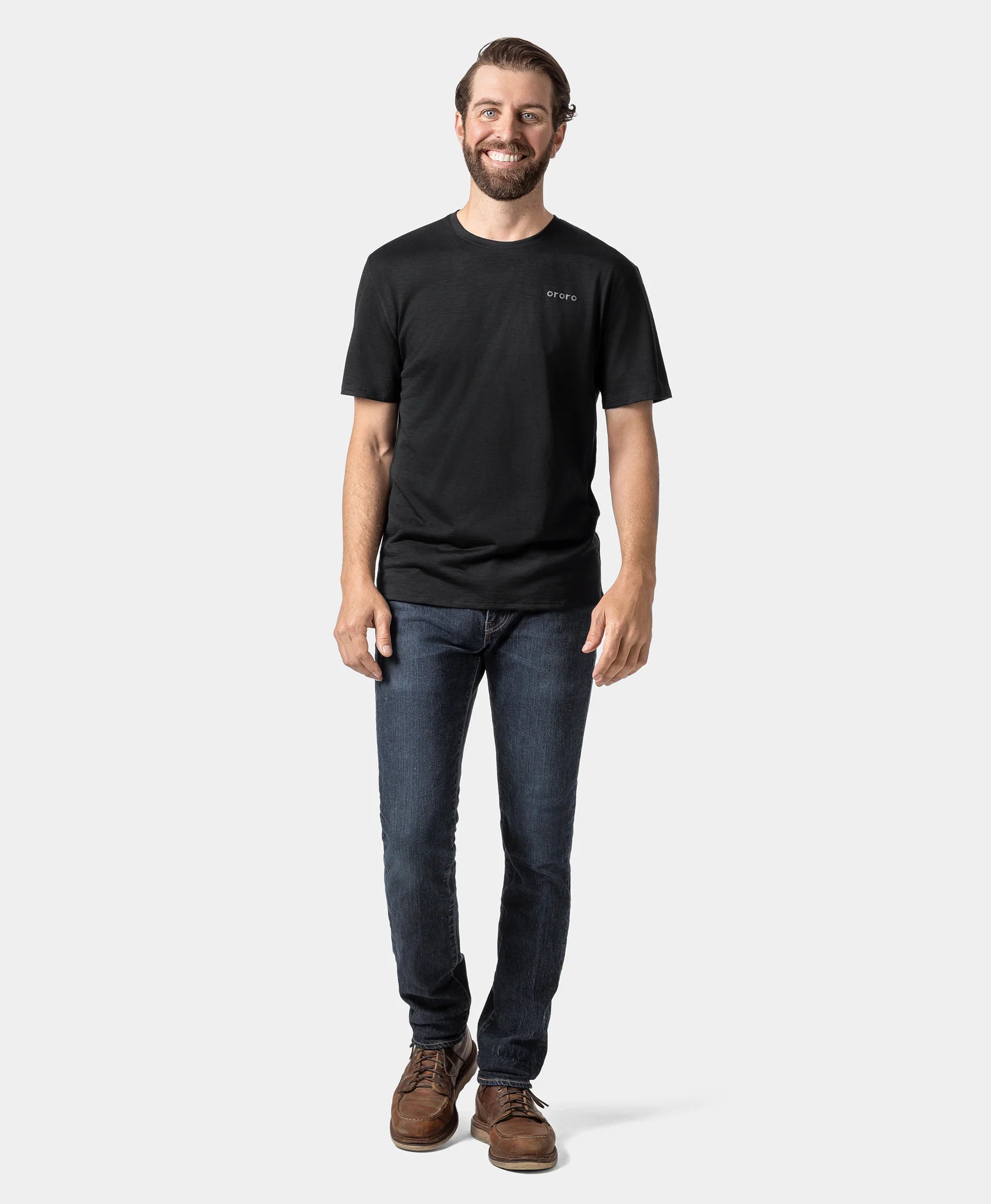 ORORO Heated Men’s Short Sleeve 100% Wool T-Shirt - Image 4