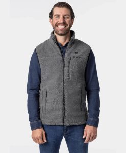 ORORO Heated Men's Heated Recycled Fleece Vest - Gray (ORORO Heated Final Sale)