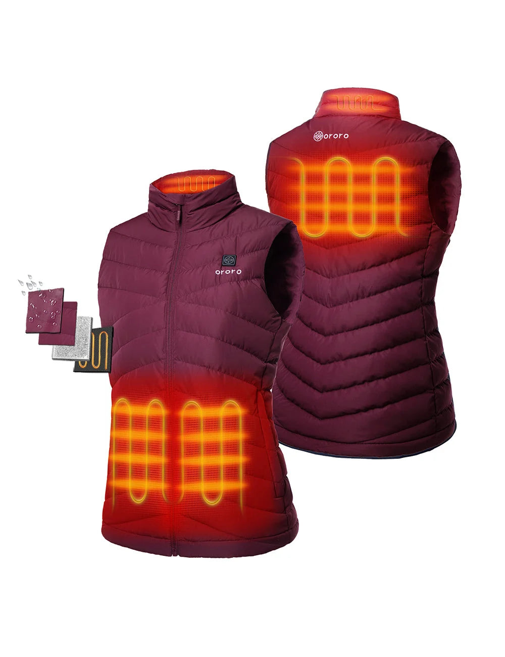 ORORO Heated Women's Heated Lightweight Down Vest - Image 35