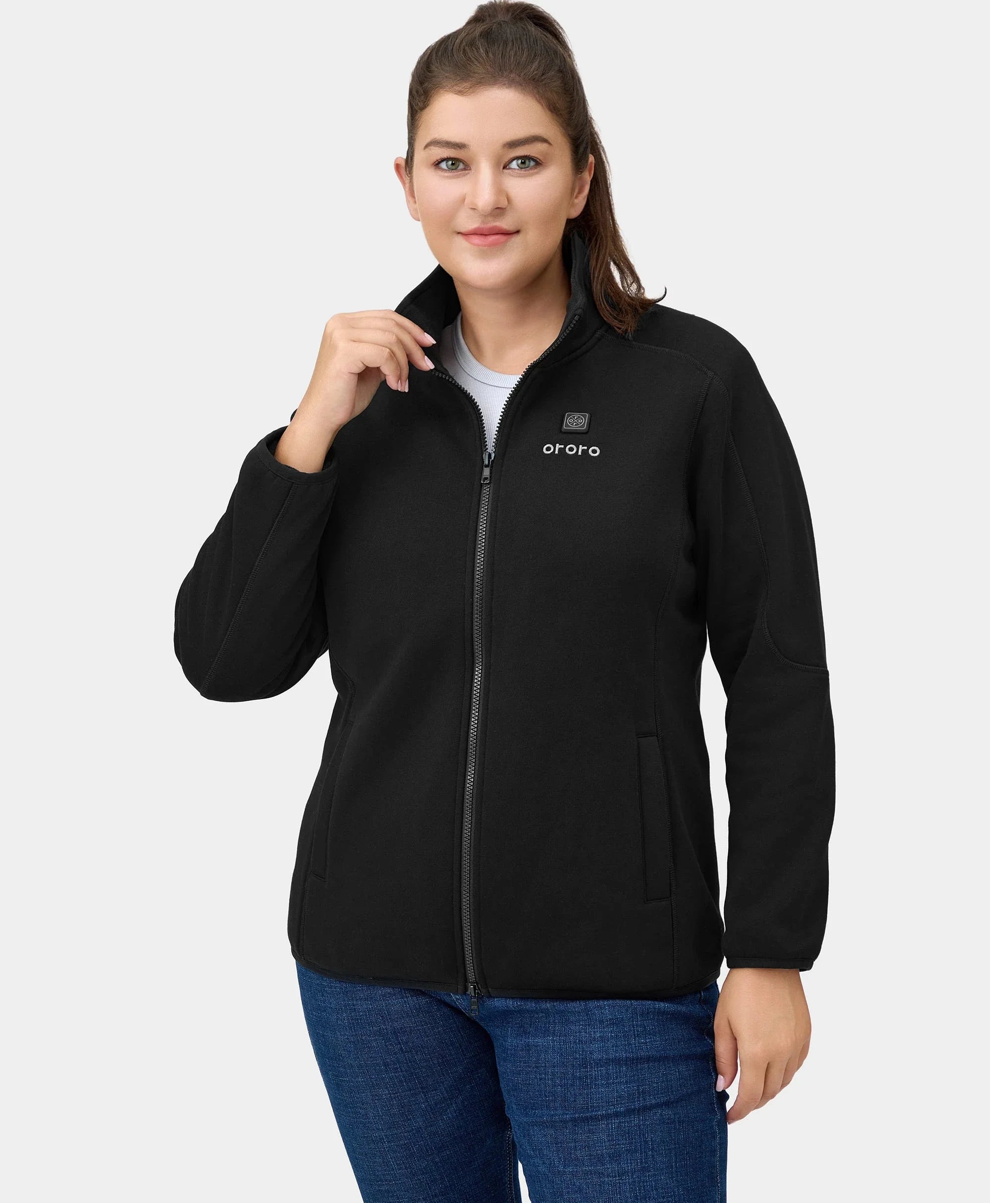 ORORO Heated (Open-box) Florence Women's Heated Fleece Jacket - Black (Battery Set Not Included) - Image 3