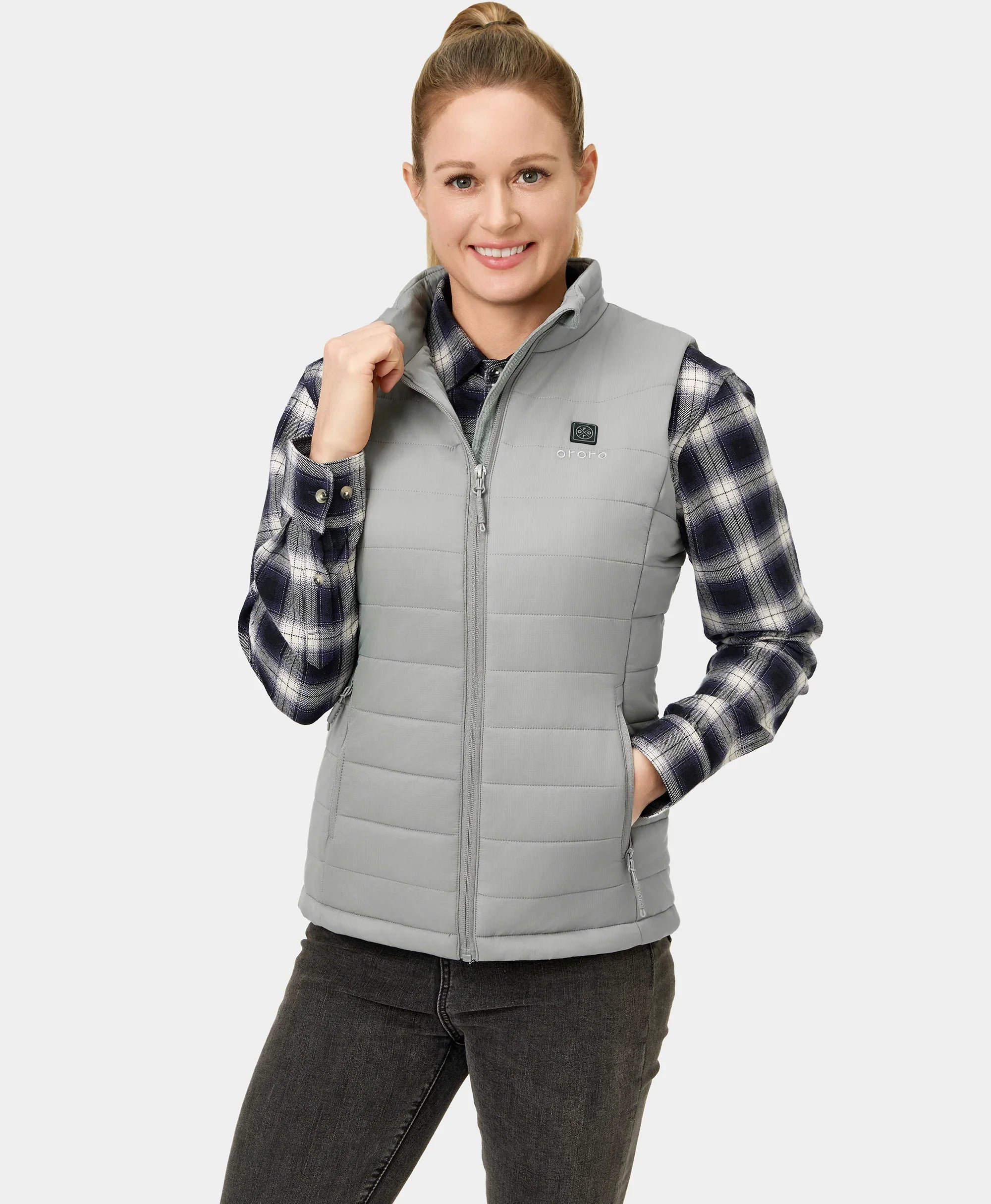 ORORO Heated Women's Classic Heated Vest - Gray - Image 4