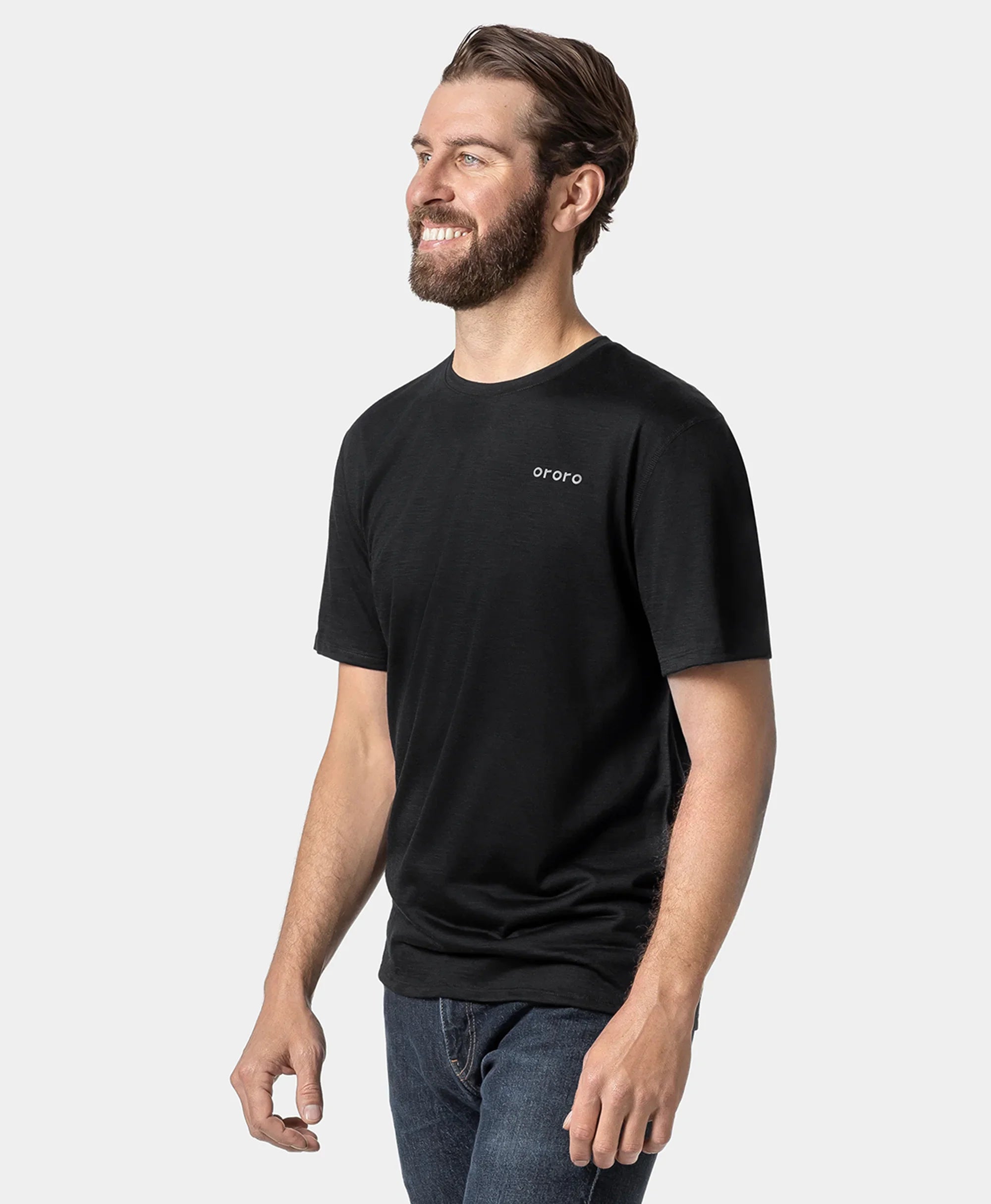 ORORO Heated Men’s Short Sleeve 100% Wool T-Shirt - Image 3