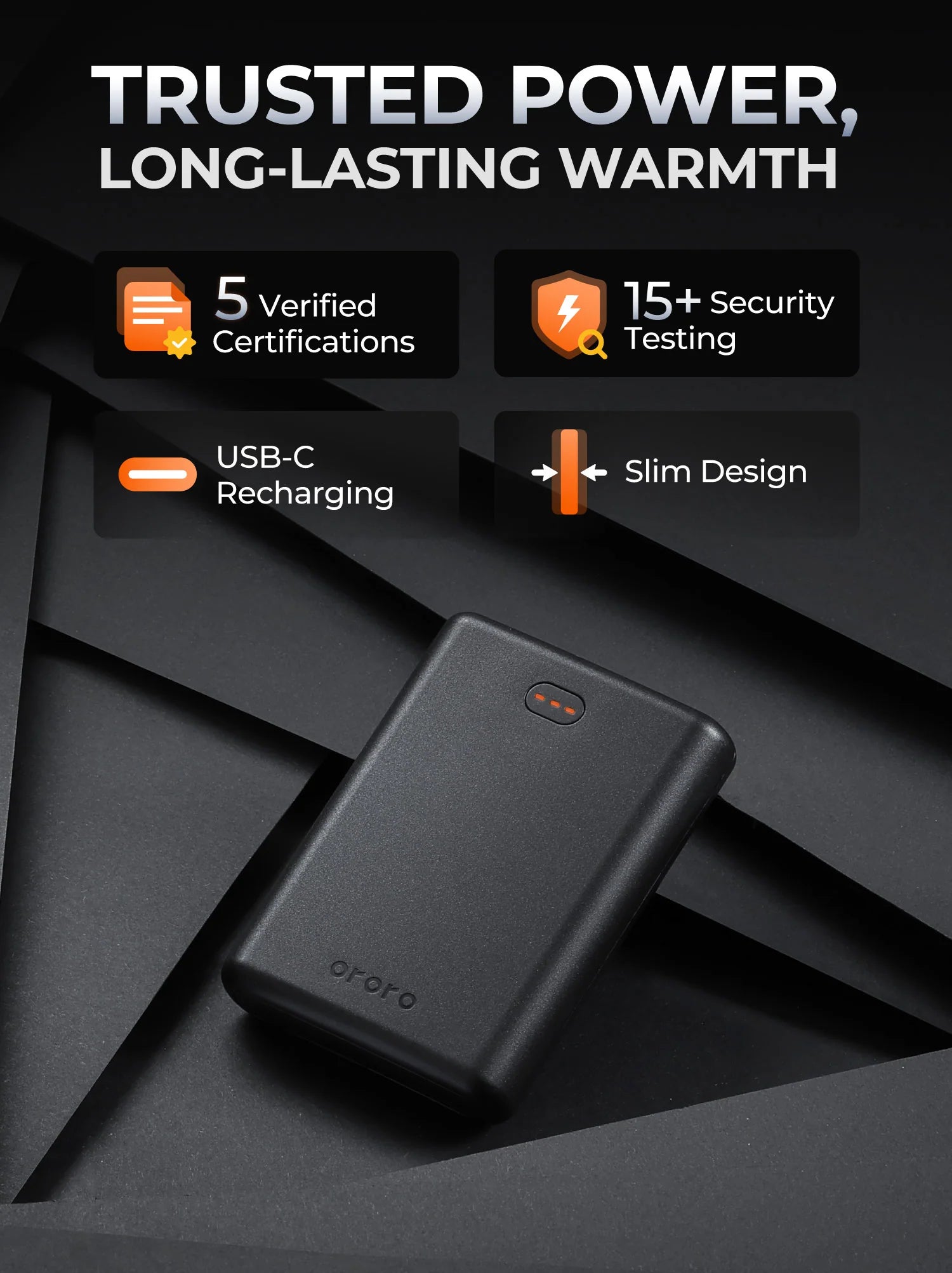 ORORO Heated (Open-box) B25A Rechargeable Battery (2200 mAh, with USB-C Port) - Image 2