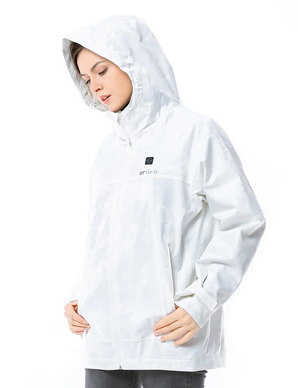ORORO Heated Women Camo Heated Jacket - White (Discontinued) - Image 3
