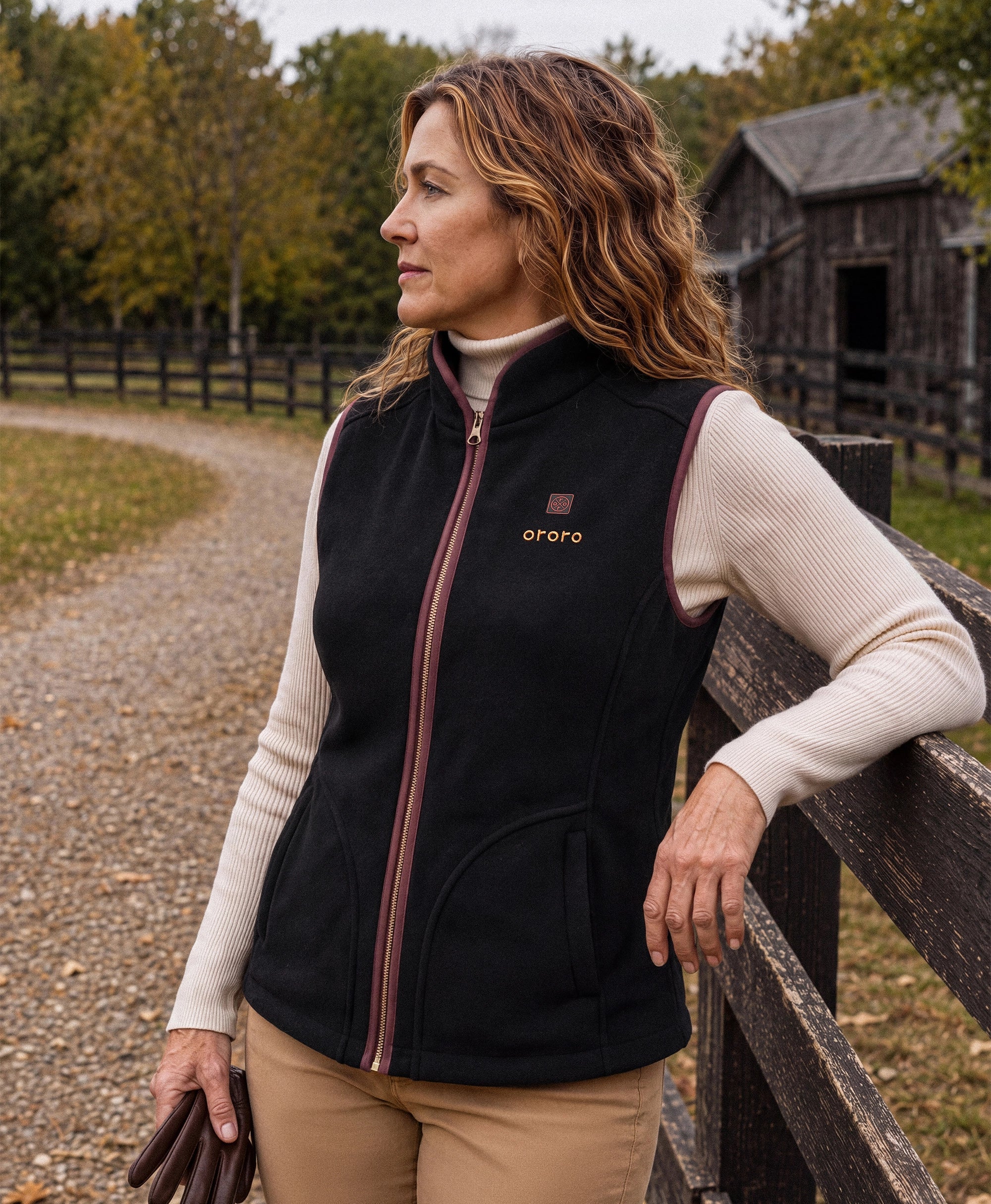ORORO Heated Ascot Women's 4-Zone Heated Wool Vest - Image 3