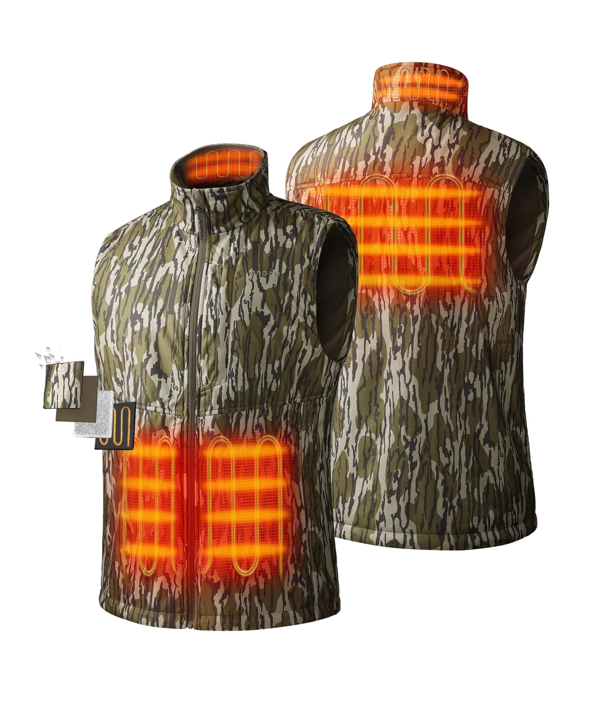 ORORO Heated Men's Heated Hunting Vest - Mossy Oak® Bottomland Pattern - Image 2