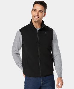 ORORO Heated Men's Heated Fleece Vest - Black (ORORO Heated Final Sale)