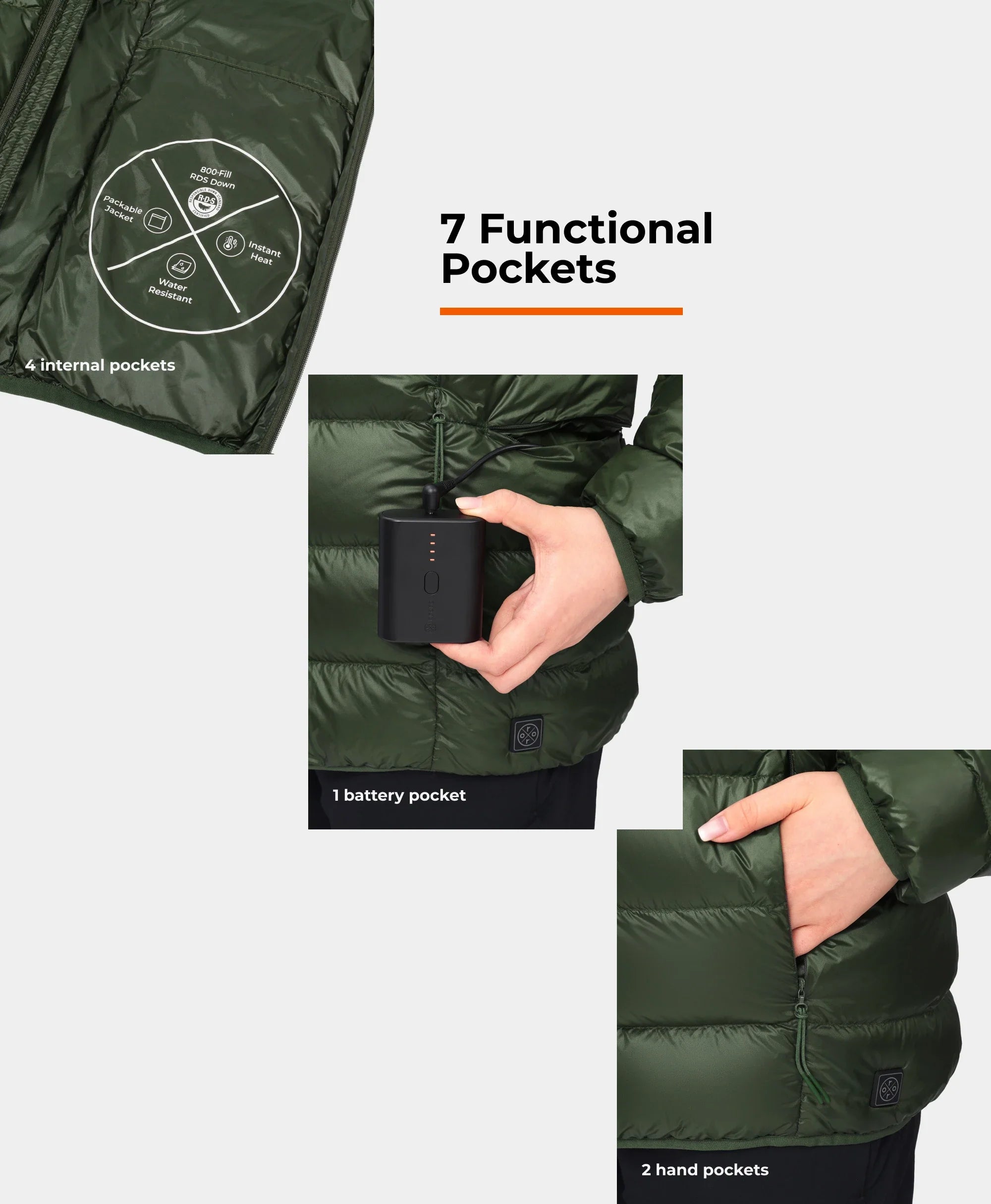 ORORO Heated Aero Women's 4-Zone Packable Heated Down Jacket - Image 19