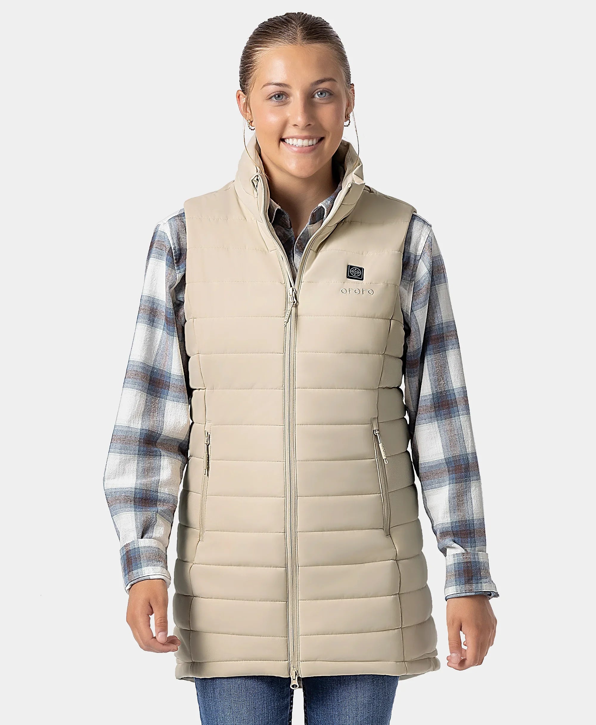 ORORO Heated Tribeca Women's Heated Long Puffer Vest (Apparel Only) - Image 63