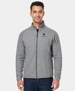 ORORO Heated Men's Heated Full-Zip Fleece Jacket - Flecking Gray (ORORO Heated Final Sale)