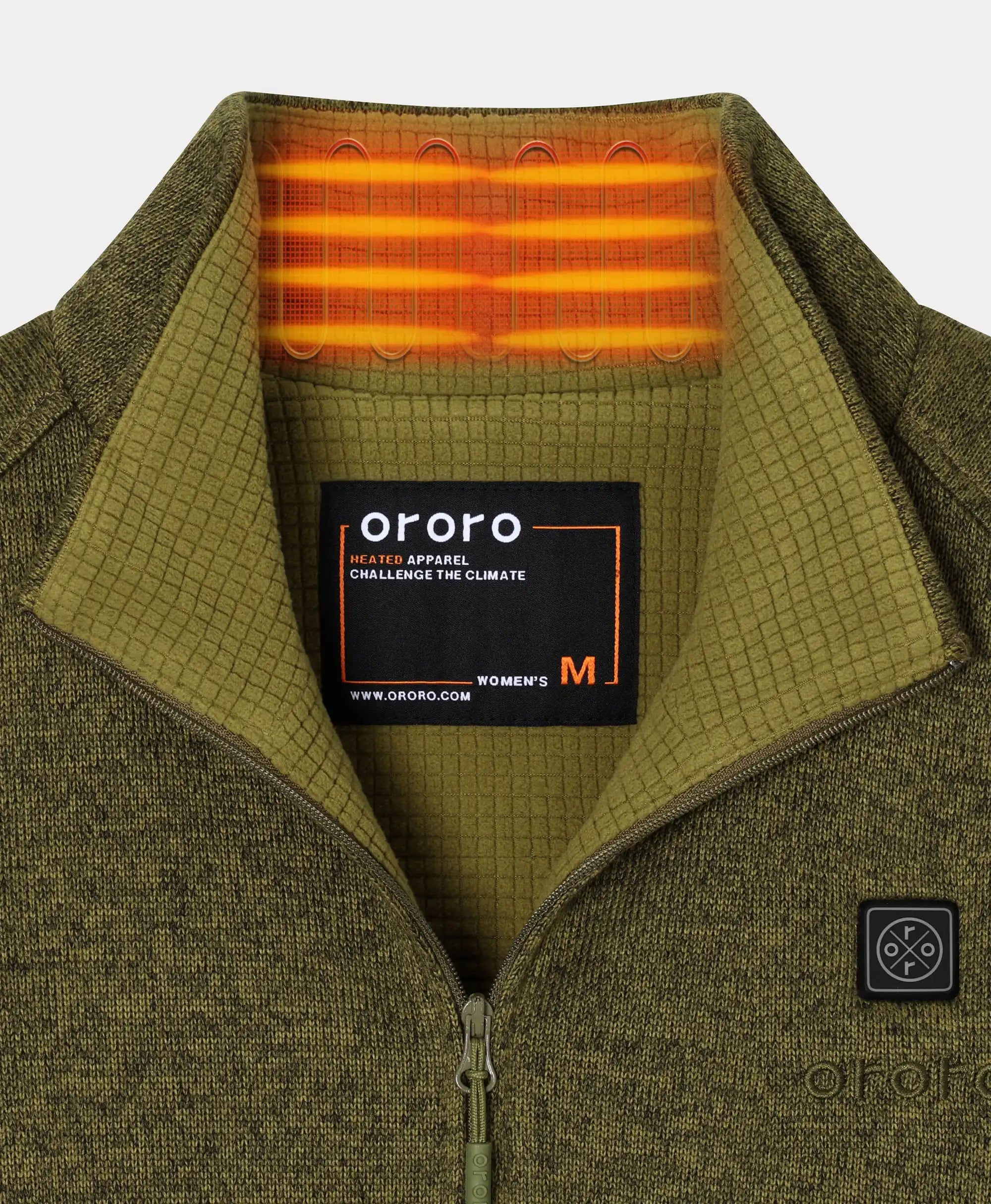 ORORO Heated (Open-box) Augusta Women's 4-Zone Heated Sweater Fleece Qtr Zip Jacket (Battery Set Not Included) - Image 11