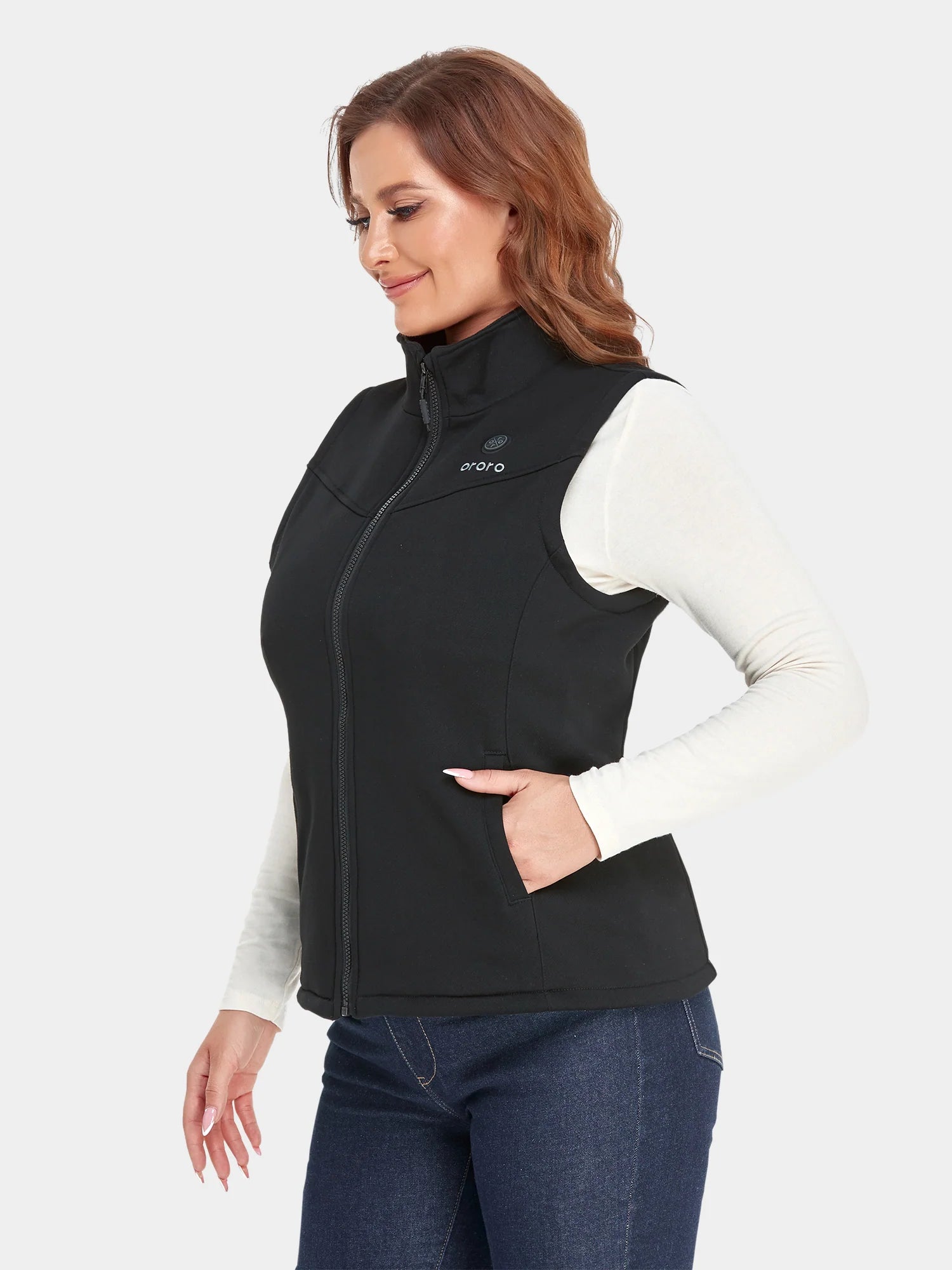 ORORO Heated Women's Heated Fleece Vest - Black (ORORO Heated Final Sale) - Image 6