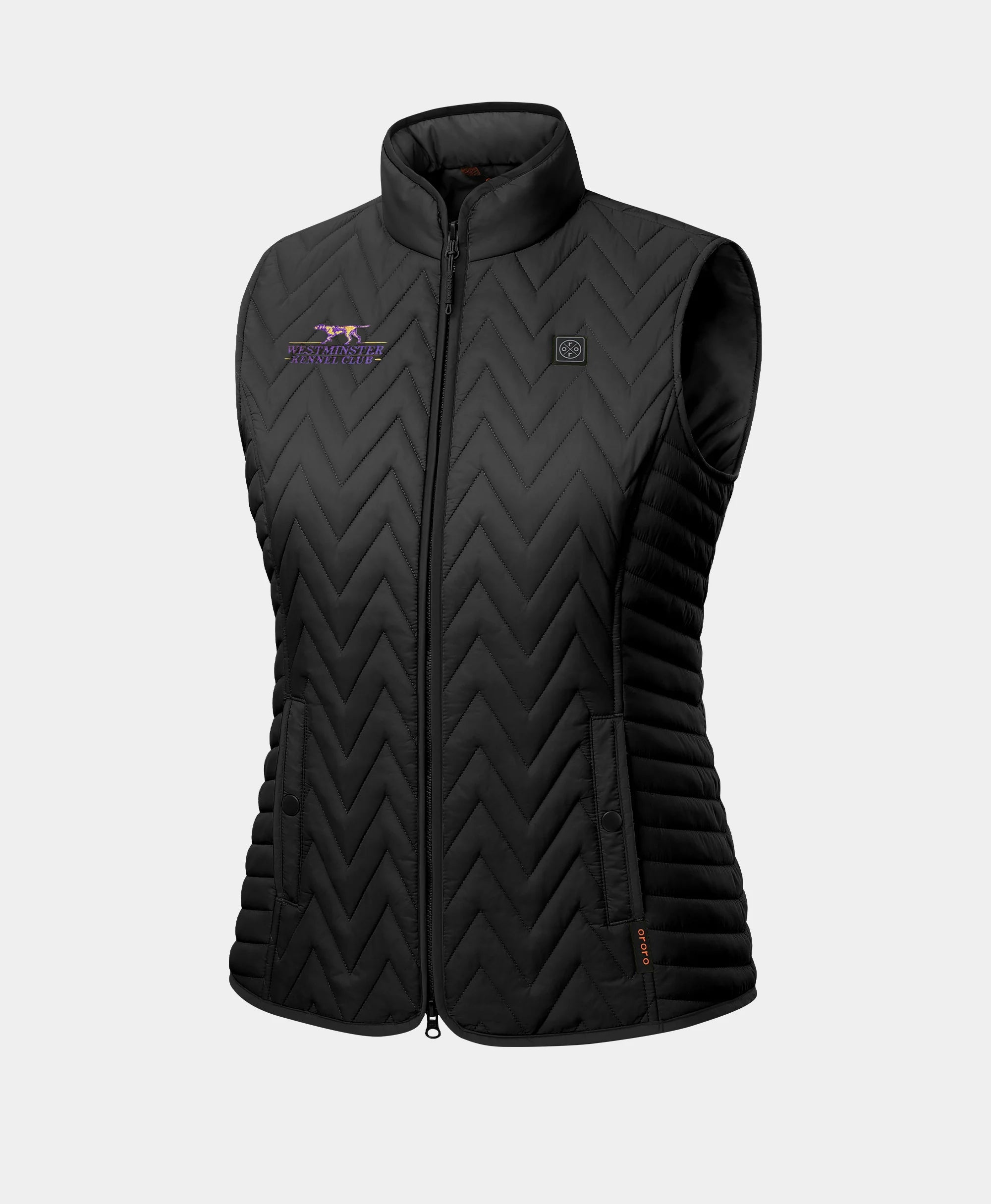 ORORO Heated Women's Heated Chevron Quilted Vest (Purple) - Westminster Kennel Club® Edition - Image 7