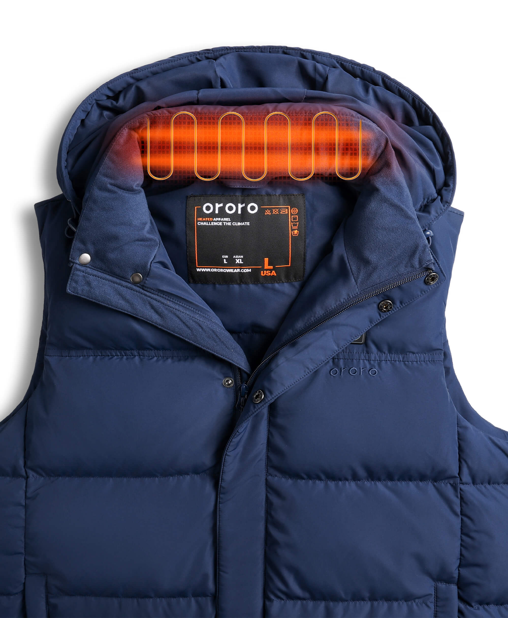 ORORO Heated (Open-box) Men's Heated Down Vest (Battery Set Not Included) - Image 20