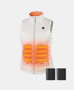 ORORO Heated Bundle Deal - ORORO Heated Women's Classic Heated Vest (Off-White) & Extra Mini 5K Battery