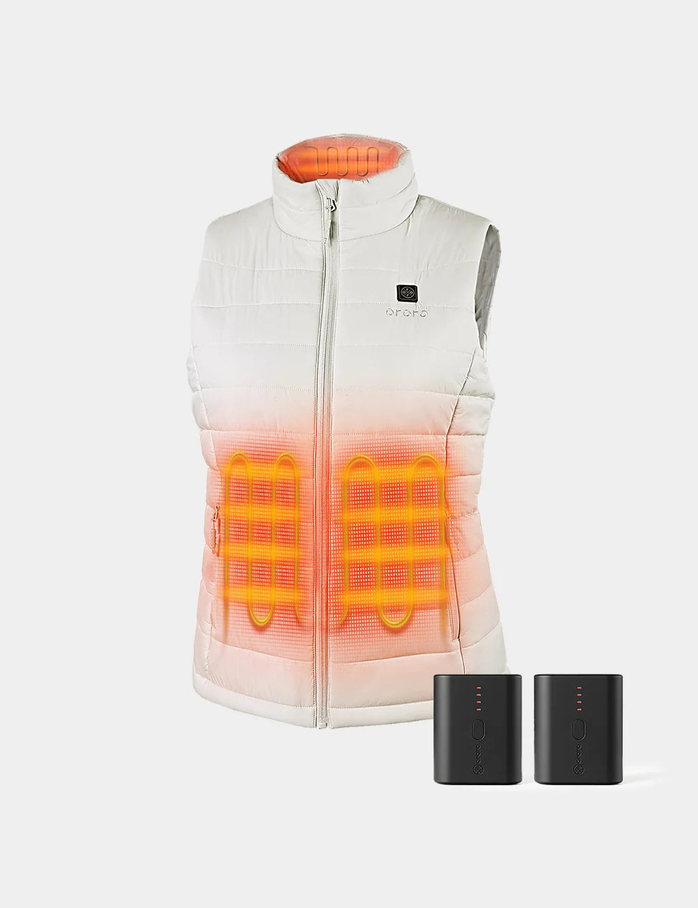 ORORO Heated Bundle Deal - ORORO Heated Women's Classic Heated Vest (Off-White) & Extra Mini 5K Battery